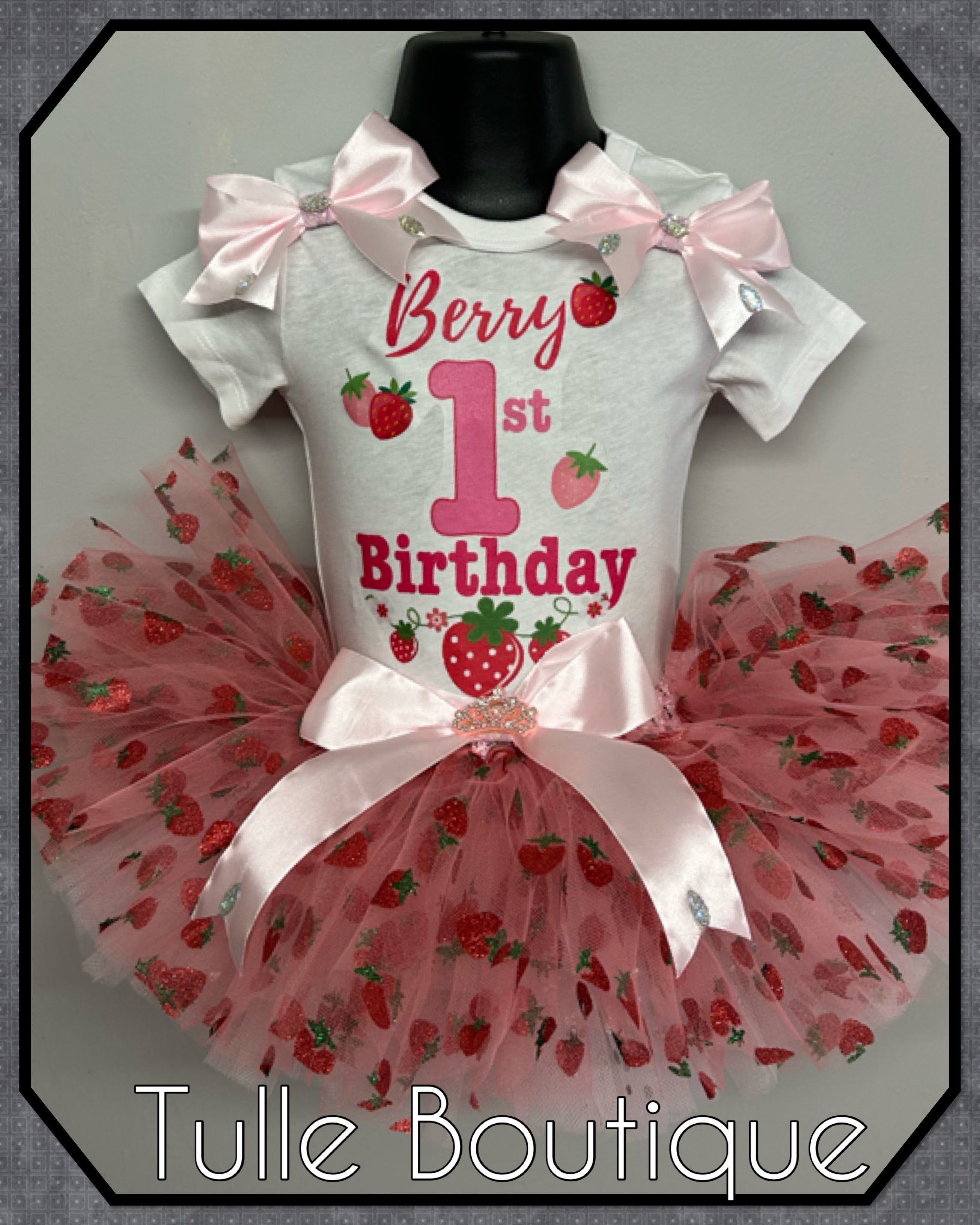 Girls toddlers Berry first birthday strawberry tutu outfit fancy dress costume