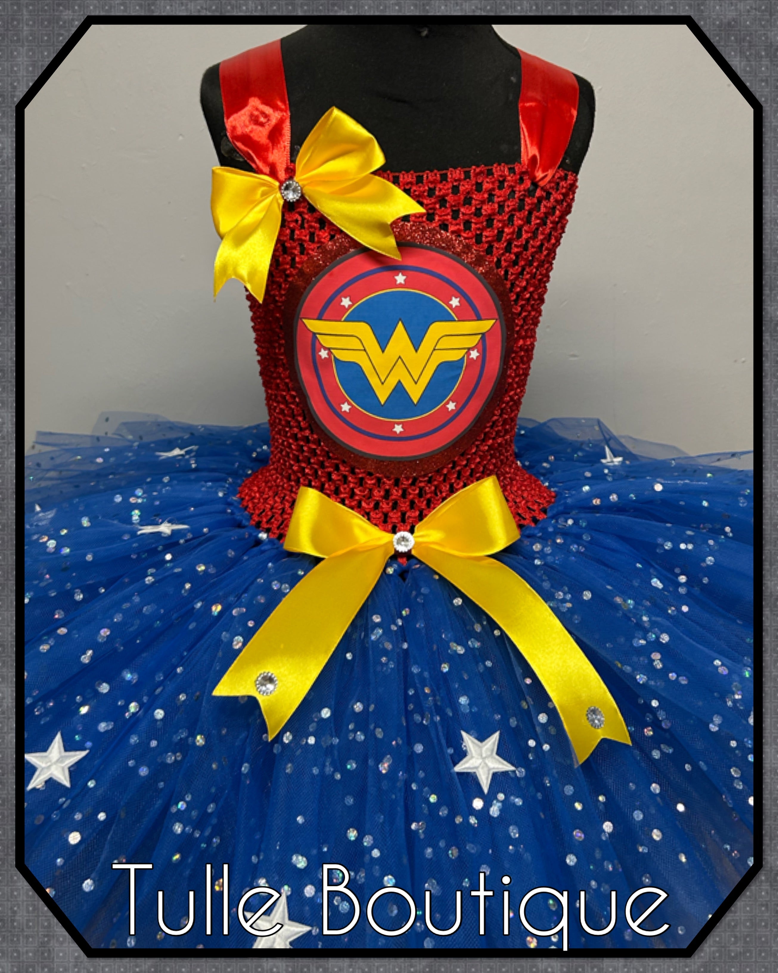 Girls toddlers Wonder Woman tutu dress, ballgown, fancy dress costume