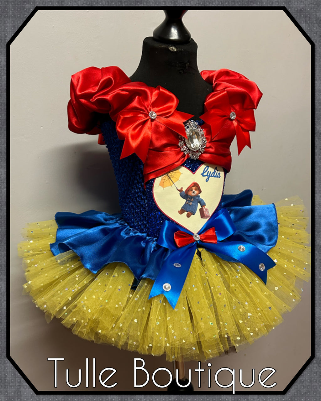 Girls toddlers Paddington bear tutu dress, princess ballgown, fancy dress costume