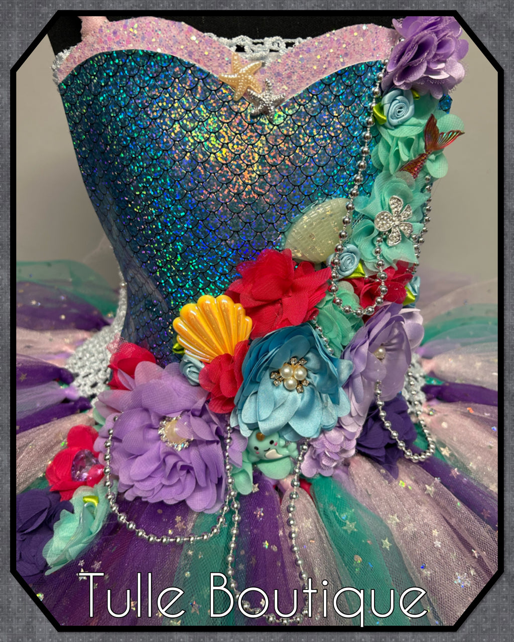 Girls toddlers Floral Mermaid tutu dress,ballgown, fancy dress costume