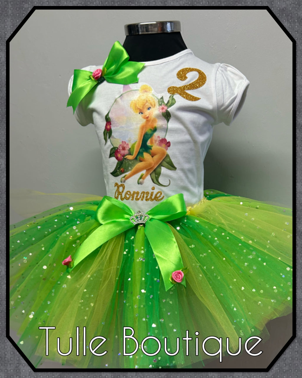 Girls toddlers Tinkerbell birthday tutu outfit fancy dress costume