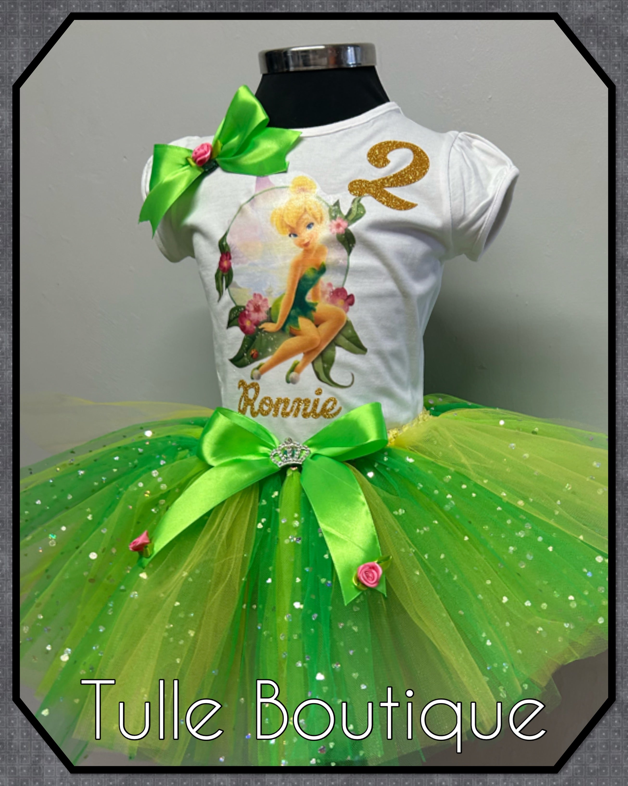 Girls toddlers Tinkerbell birthday tutu outfit fancy dress costume