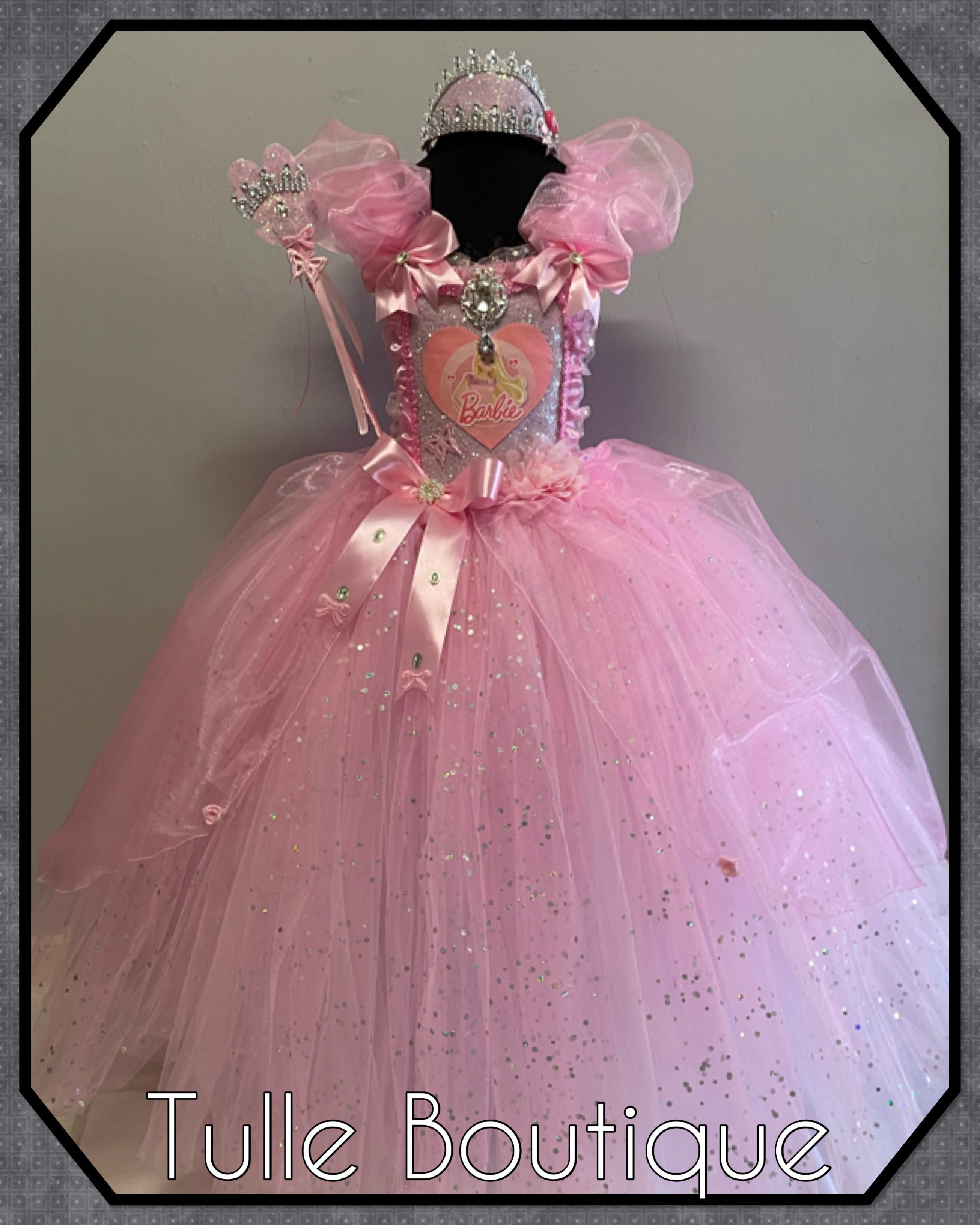 Girls toddlers Princess Barbie organza tutu dress, ballgown, fancy dress costume full length ballgown