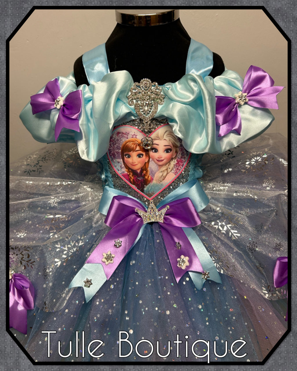 Girls toddlers Frozen Elsa and Anna tutu dress, blue and lilac ballgown, fancy dress costume