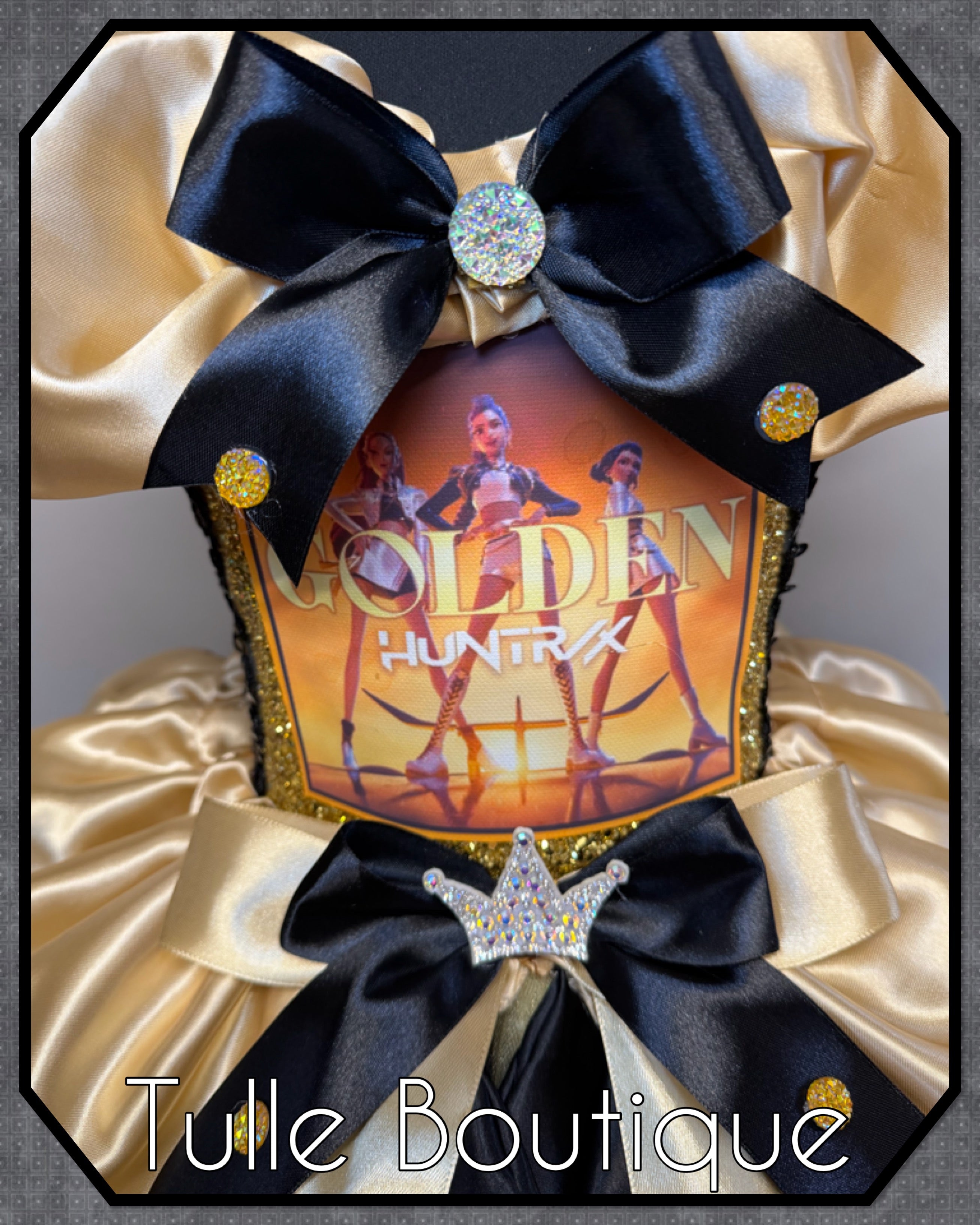 Girls toddlers Kpop Demon Hunters Golden Rumi Mira Zoe tutu dress, birthday ballgown, fancy dress costume