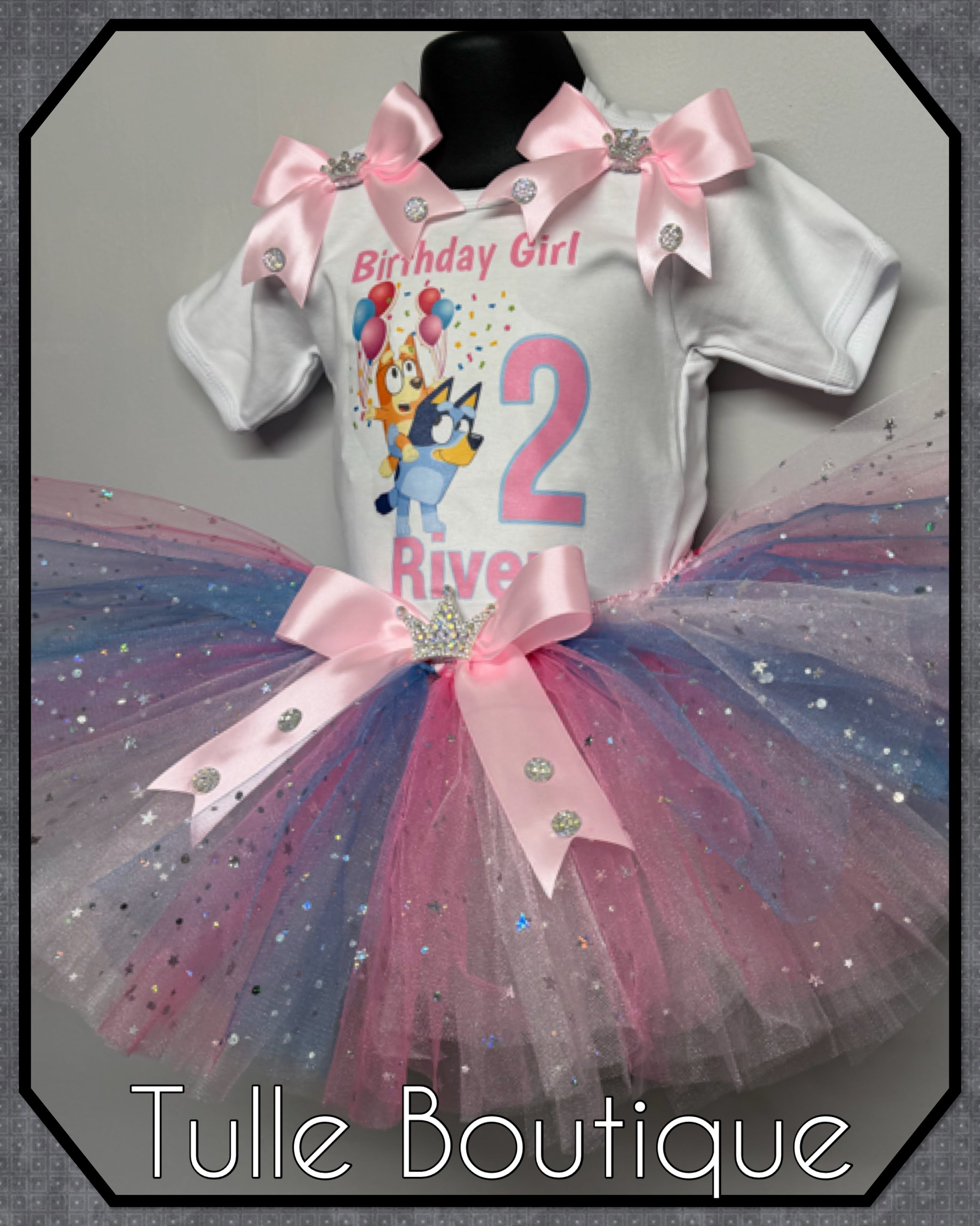 Girls toddlers Bluey birthday tutu outfit fancy dress costume