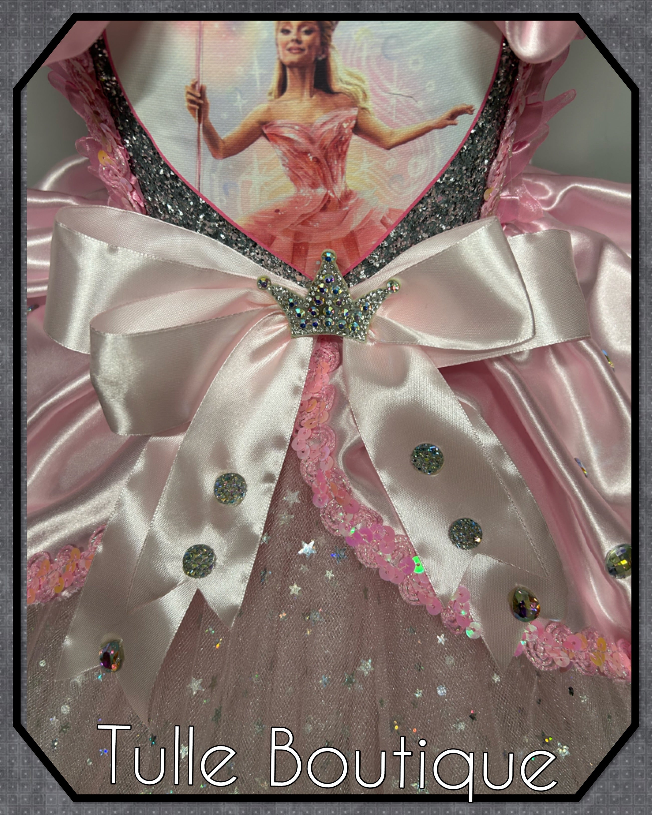 Girls toddlers Wicked Glinda pink tutu dress, birthday ballgown, fancy dress costume