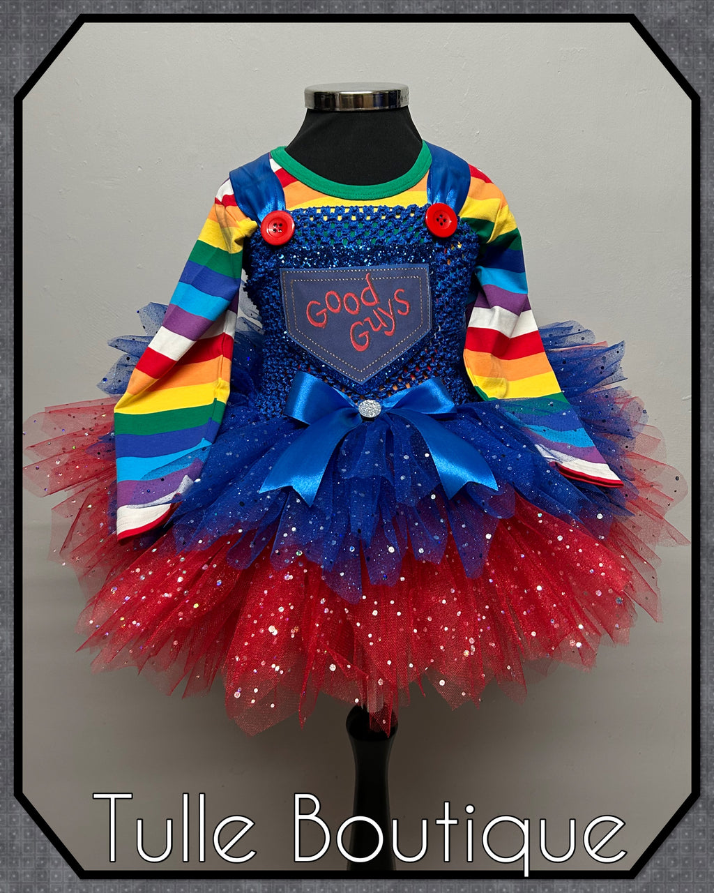 Girls toddlers Childs Play Chucky red flash tutu dress, book day fancy dress Halloween costume