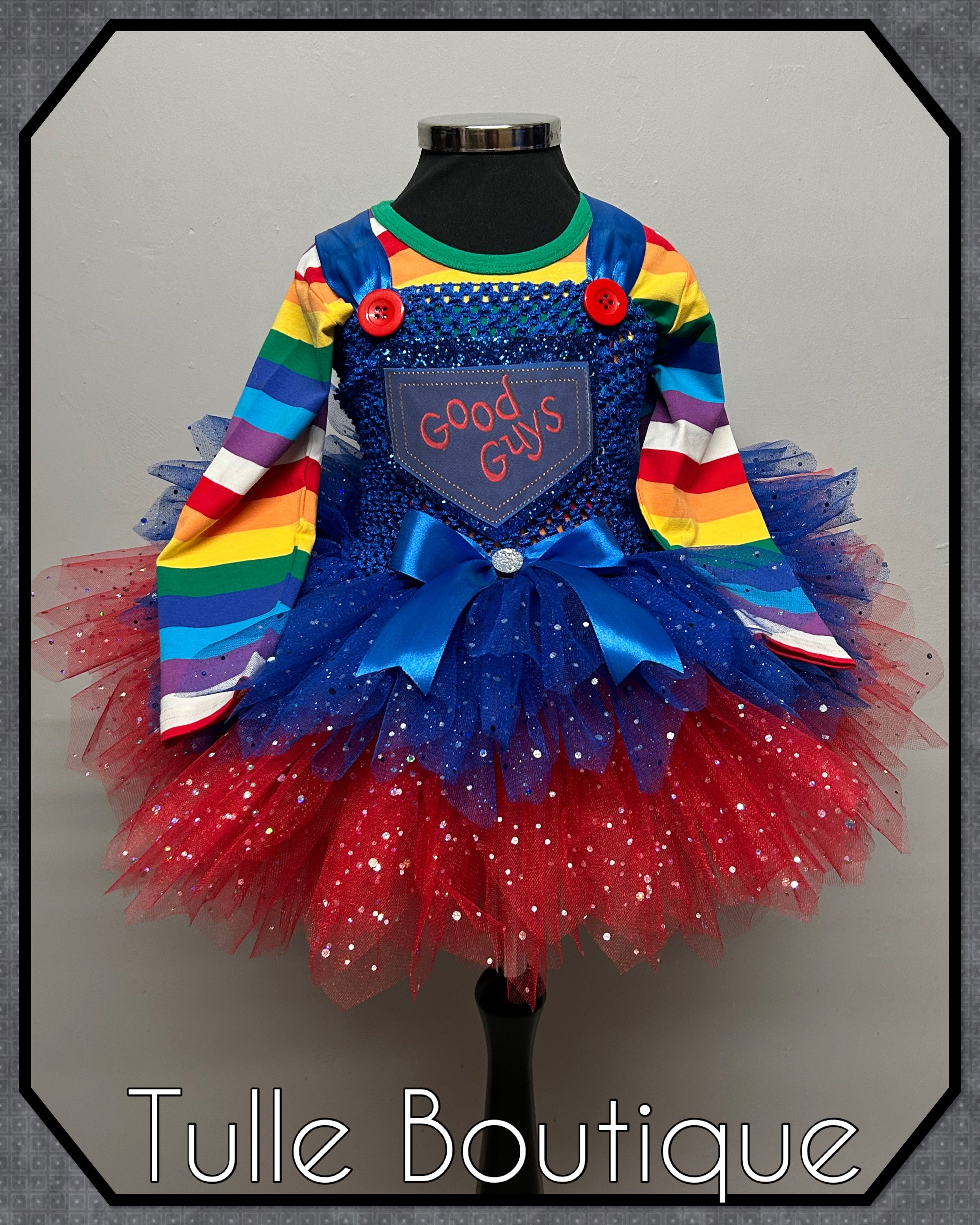 Girls toddlers Childs Play Chucky red flash tutu dress, book day fancy dress Halloween costume