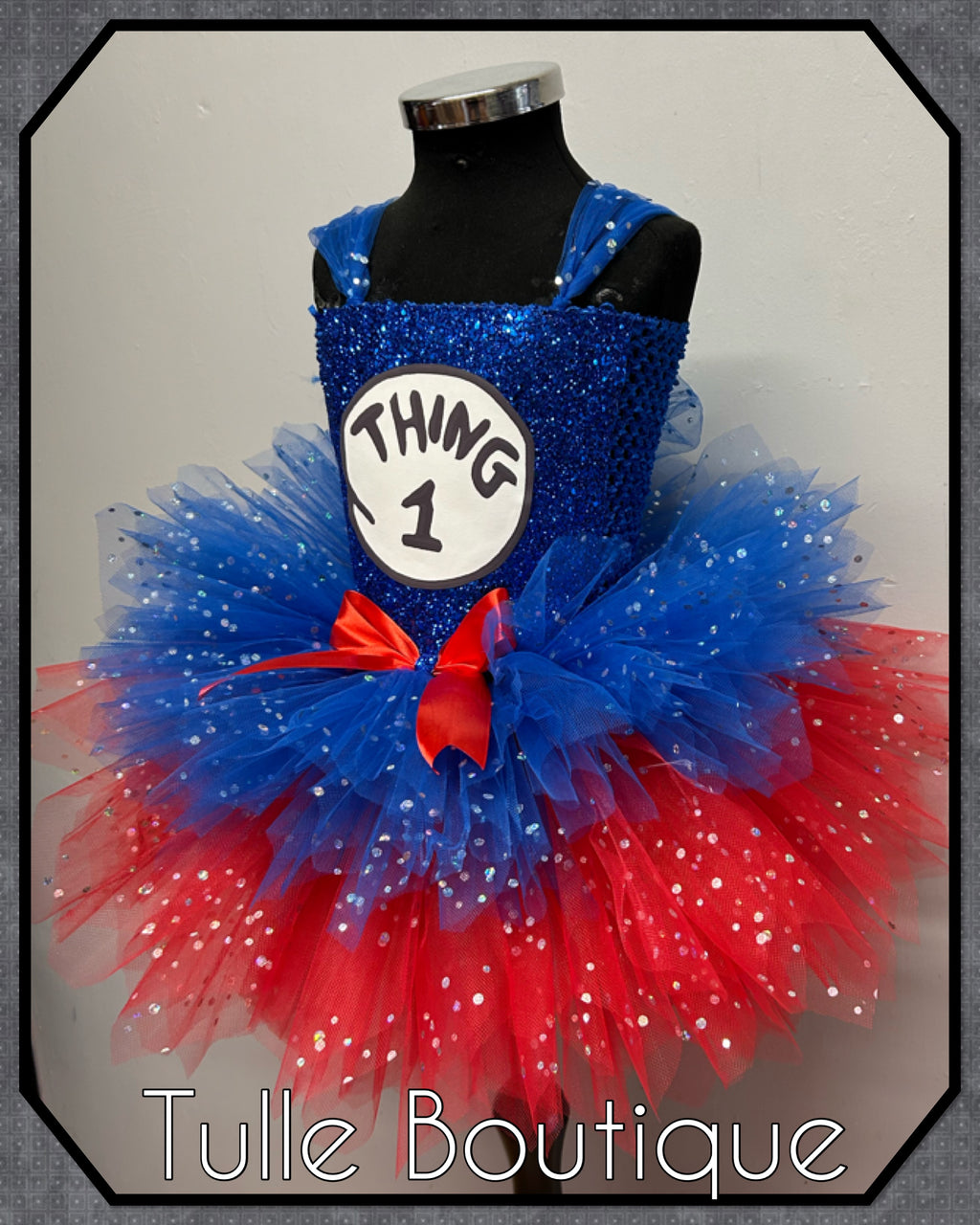 Girls toddlers Thing One tutu dress, ballgown, fancy dress costume