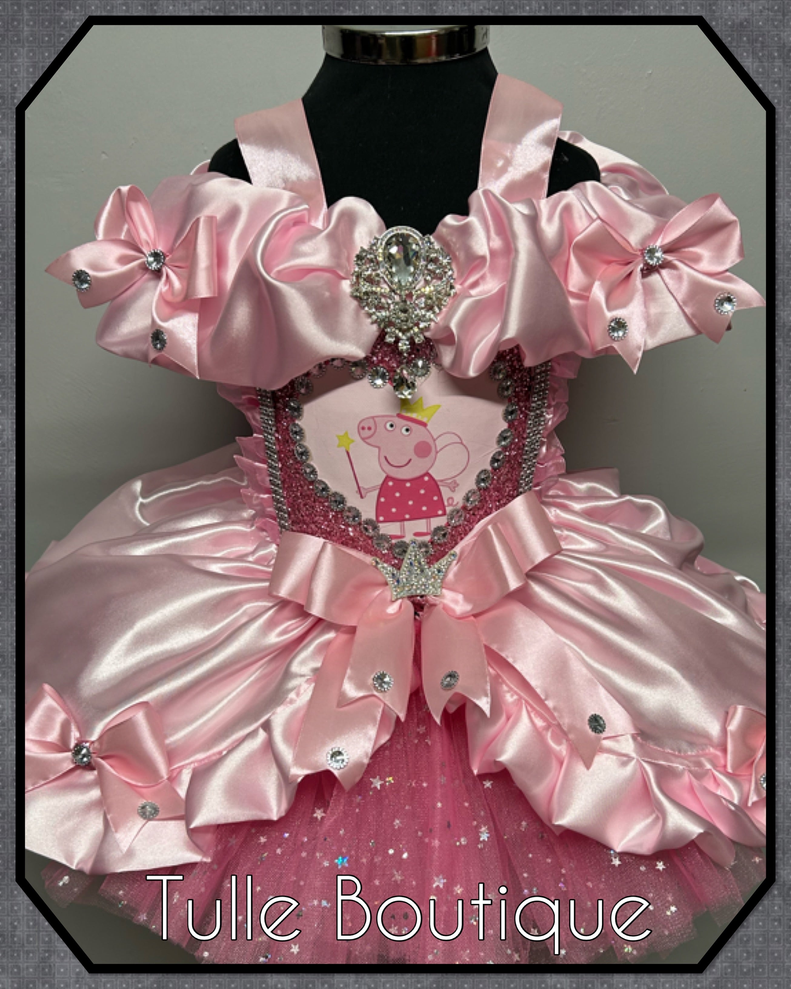 Girls toddlers sparkly Princess peppa pig pink tutu dress, birthday ballgown, fancy dress costume
