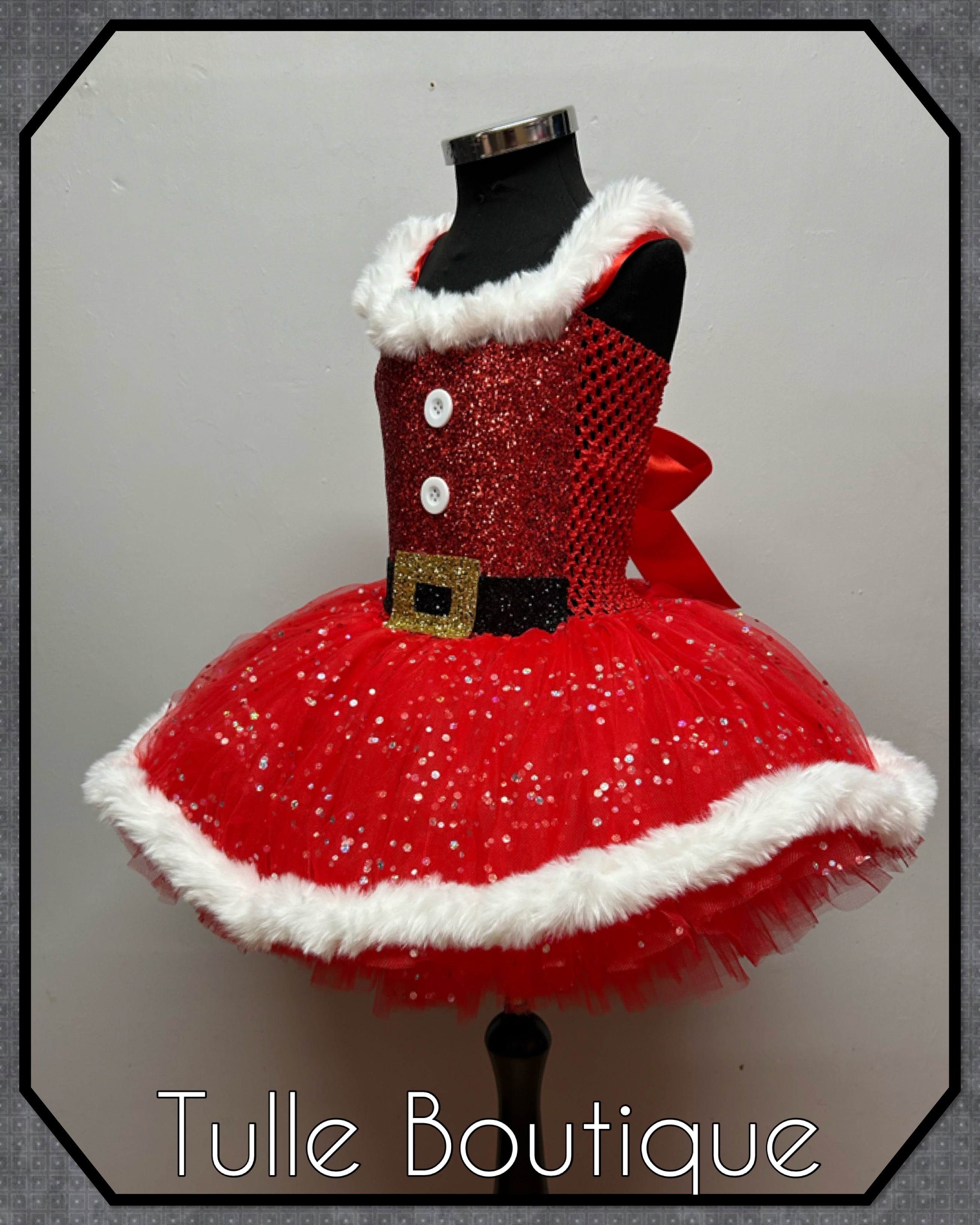 Girls toddlers Christmas Santa faux fur trimmedtutu dress, ballgown, fancy dress costume