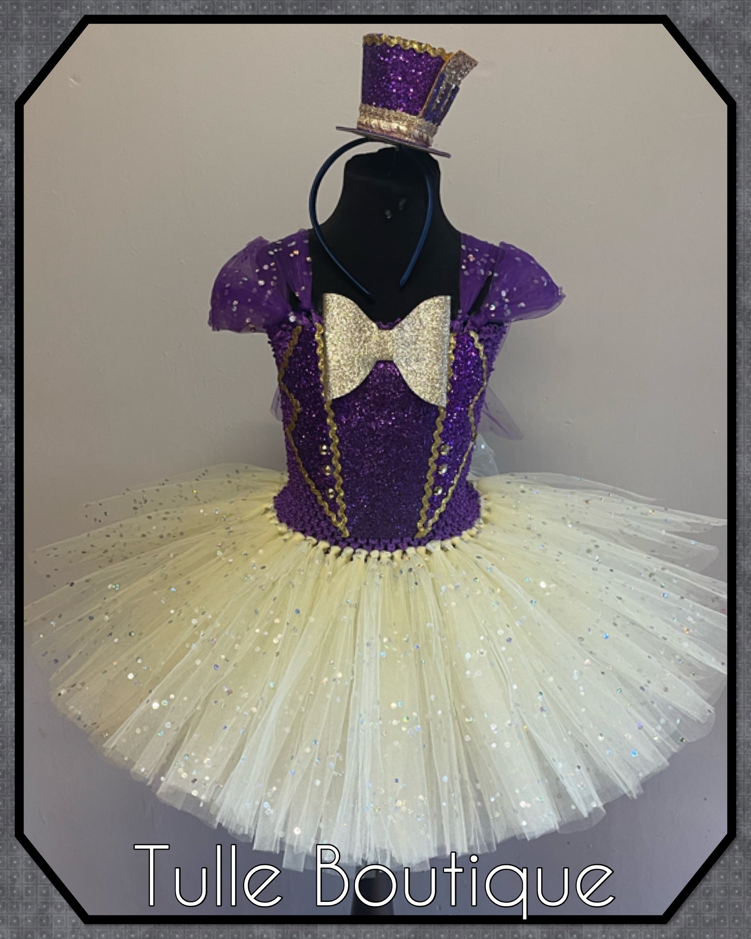 Girls toddlers Willie Wonka tutu dress, ballgown, Charlie and the chocolate factory fancy dress costume
