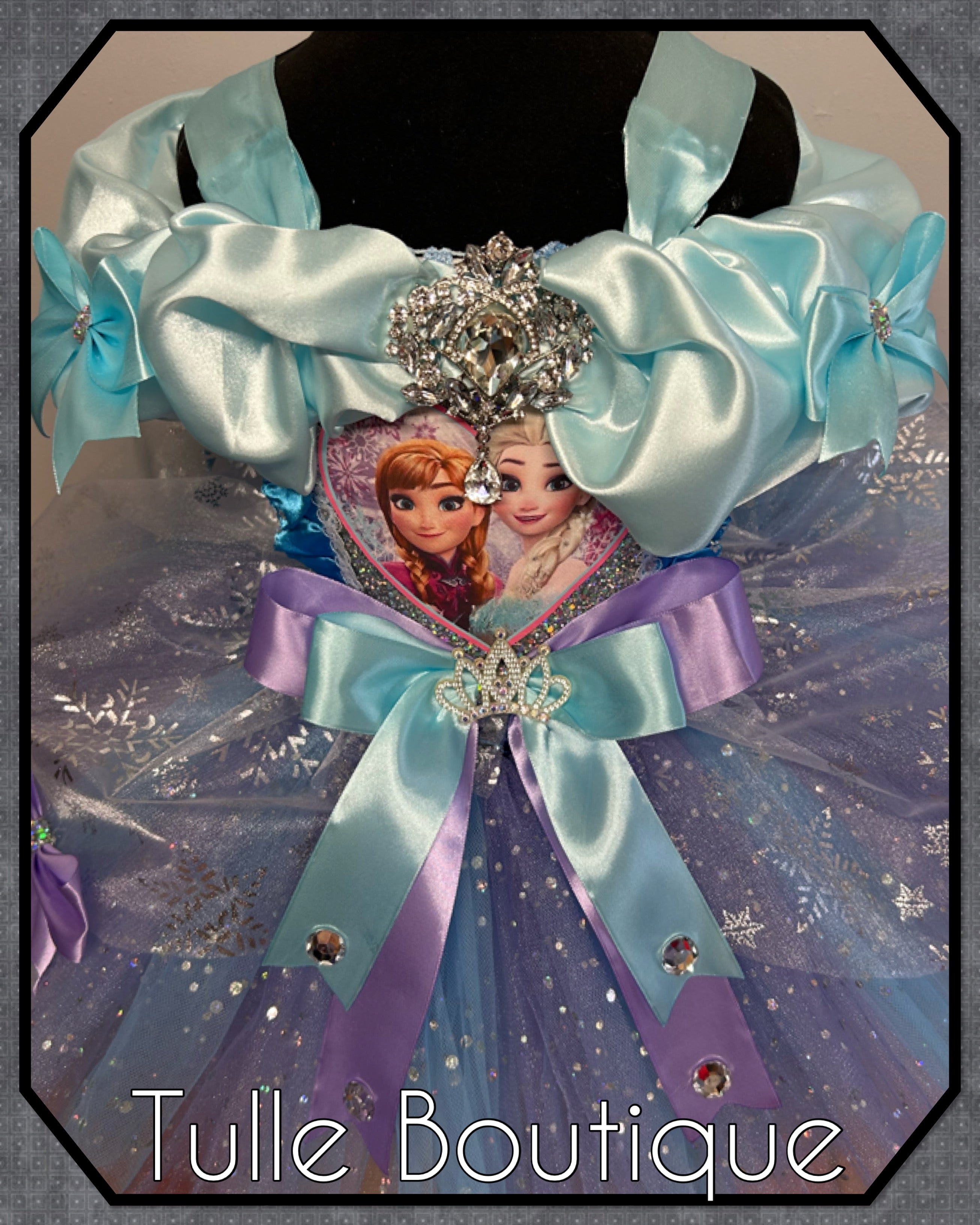 Girls toddlers Frozen Elsa and Anna tutu dress, blue and lilac ballgown, fancy dress costume