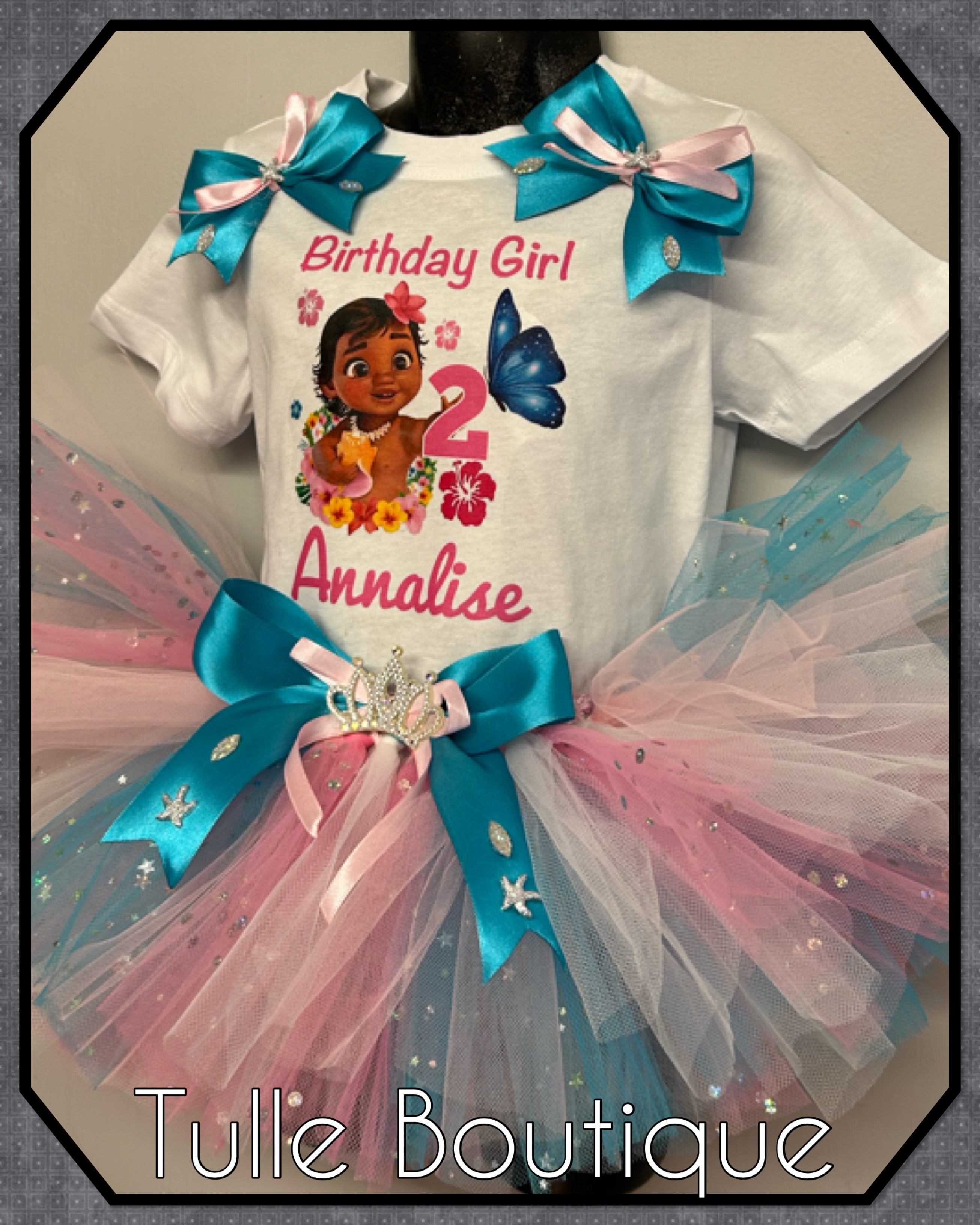 Girls toddlers Baby Moana birthday tutu outfit fancy dress costume