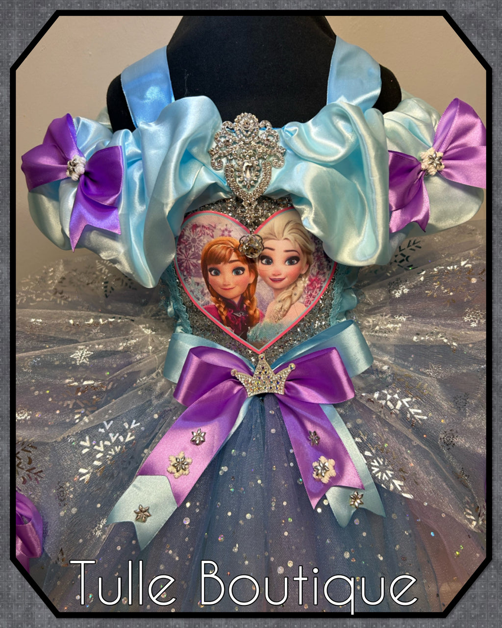 Girls toddlers Frozen Elsa and Anna tutu dress, blue and lilac ballgown, fancy dress costume