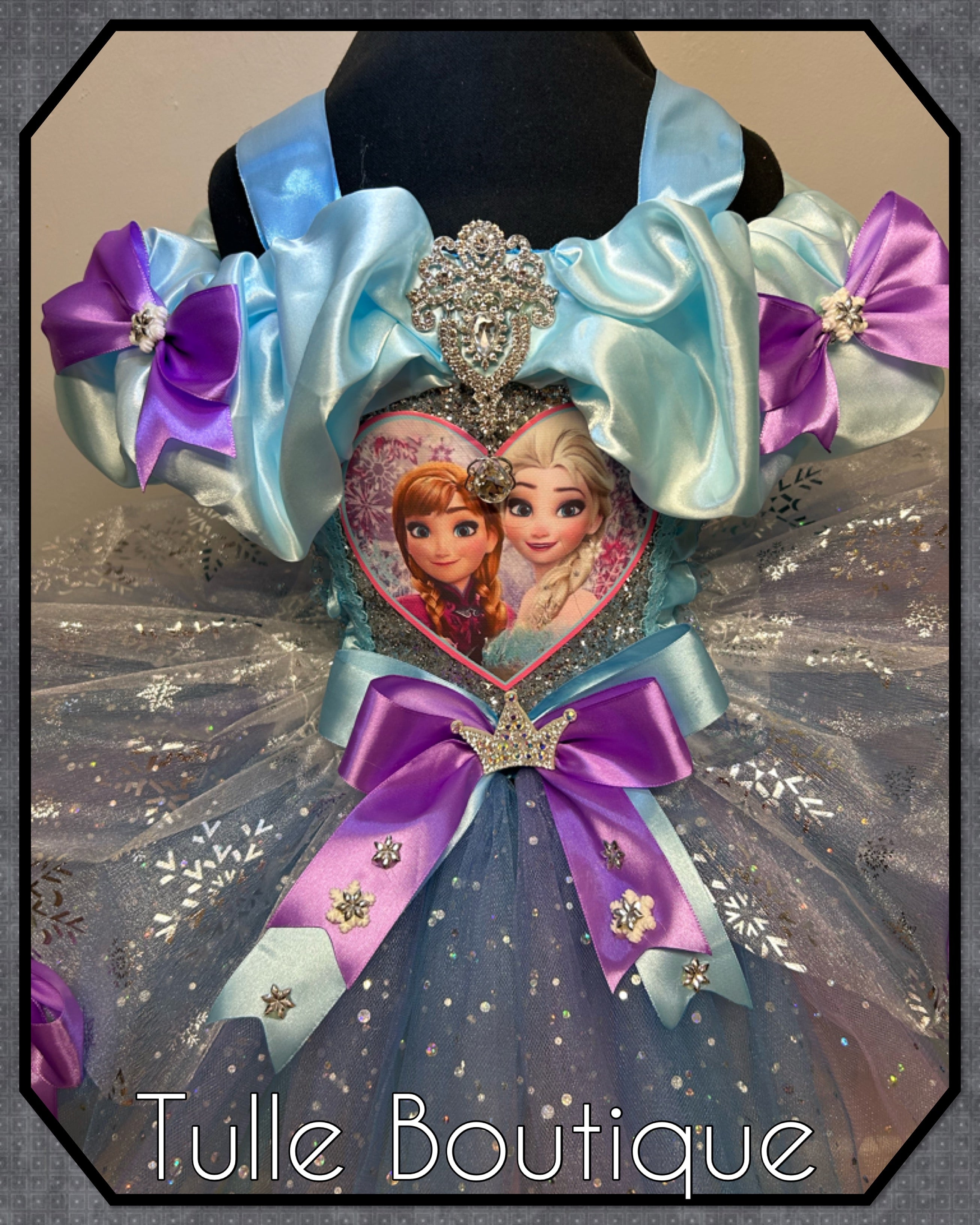 Girls toddlers Frozen Elsa and Anna tutu dress, blue and lilac ballgown, fancy dress costume