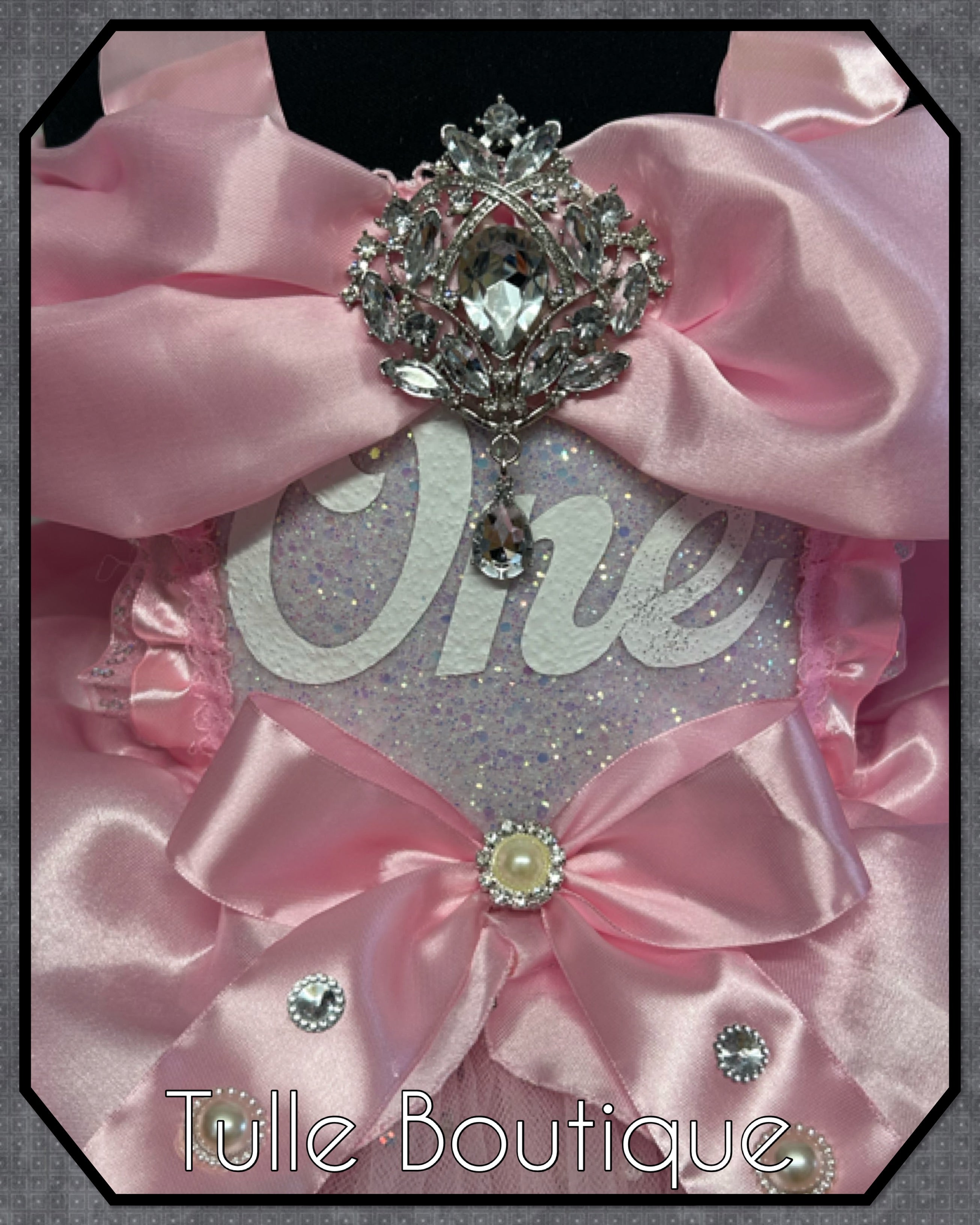 Girls toddlers Princess pink ‘One’ tutu dress, first birthday ballgown,