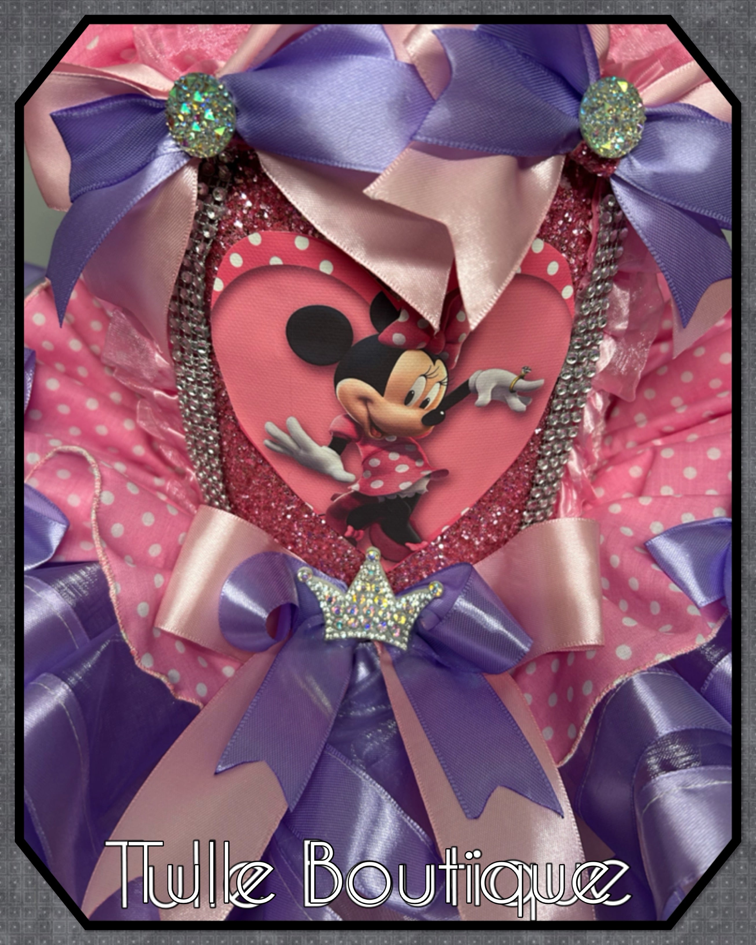 Girls toddlers Minnie Mouse pink and lilac tutu dress, ribbon trimmed ballgown, fancy dress costume