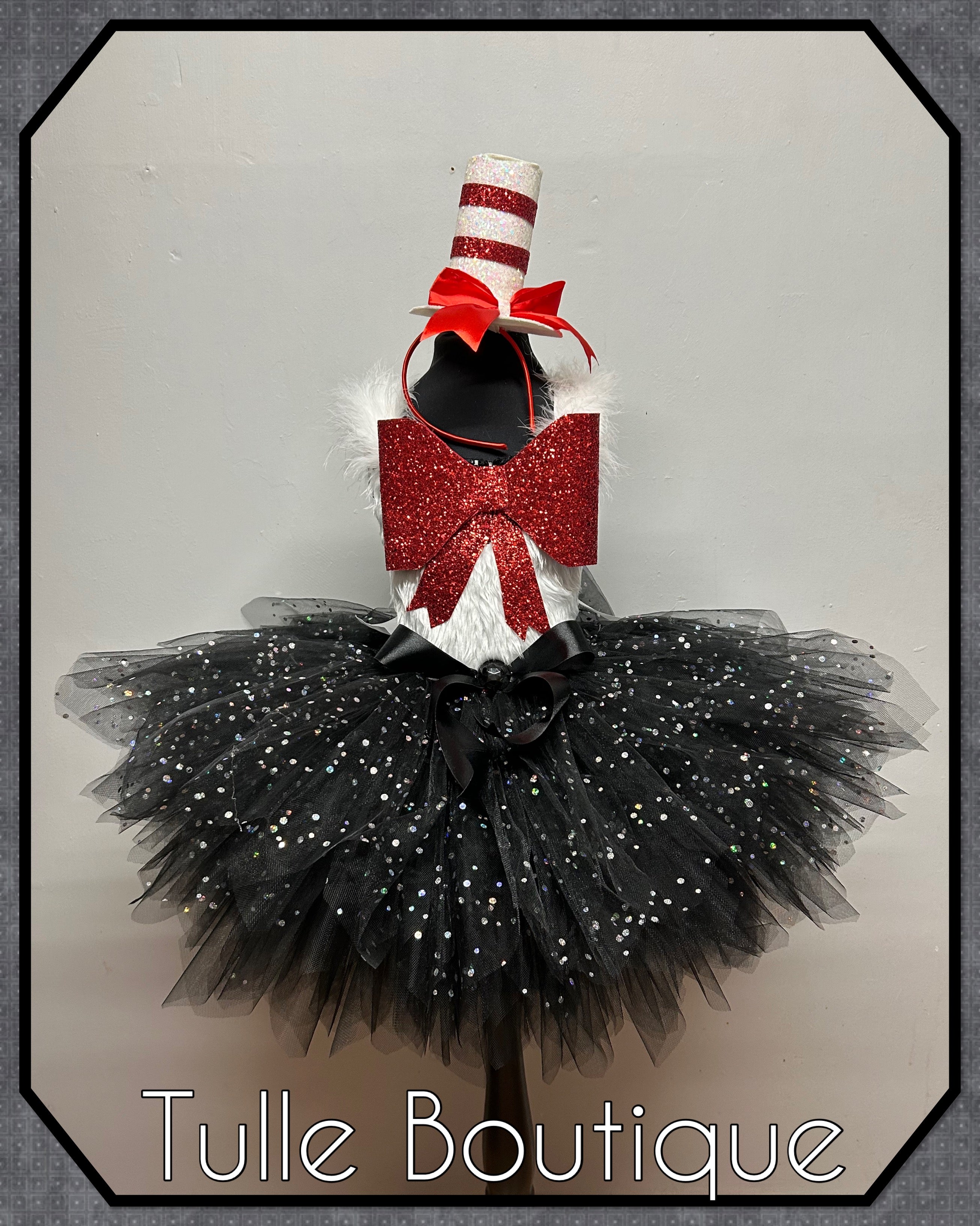 Girls toddlers Cat in the Hat tutu dress, ballgown, book day fancy dress costume