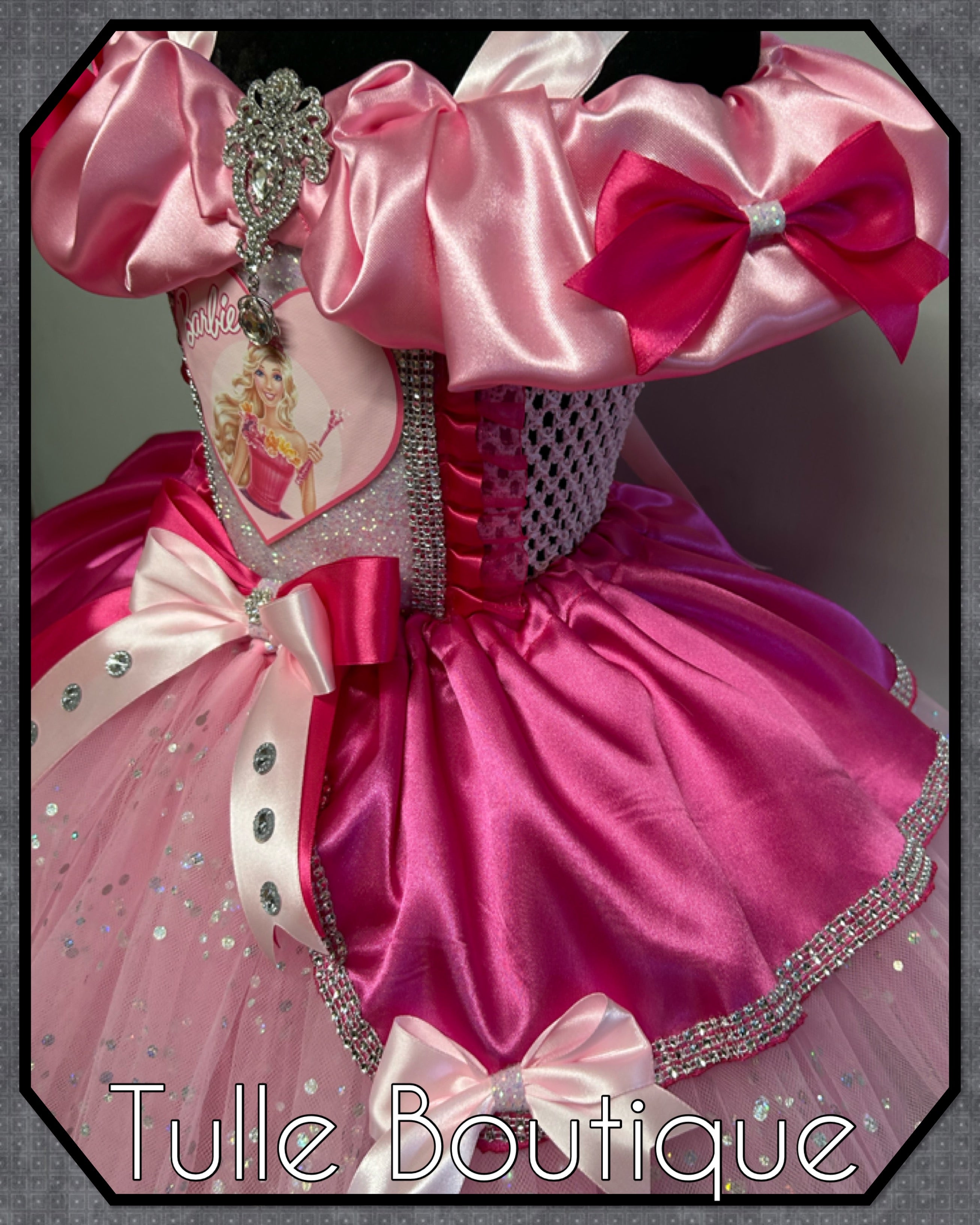 Girls toddlers Barbie Mix Pink Princess tutu dress, birthday ballgown, fancy dress costume