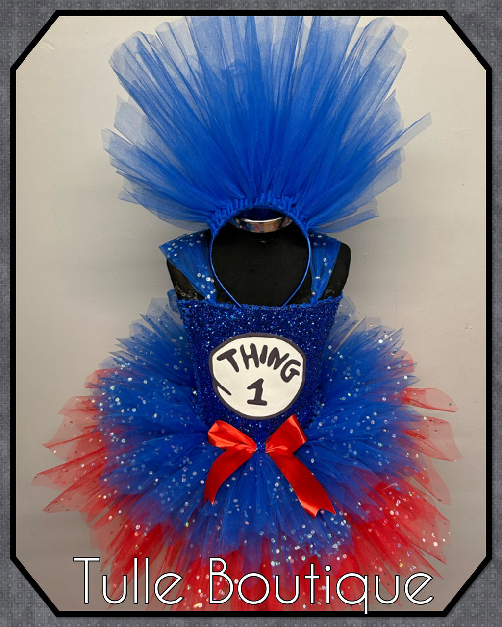 Girls toddlers Thing One tutu dress, ballgown, fancy dress costume