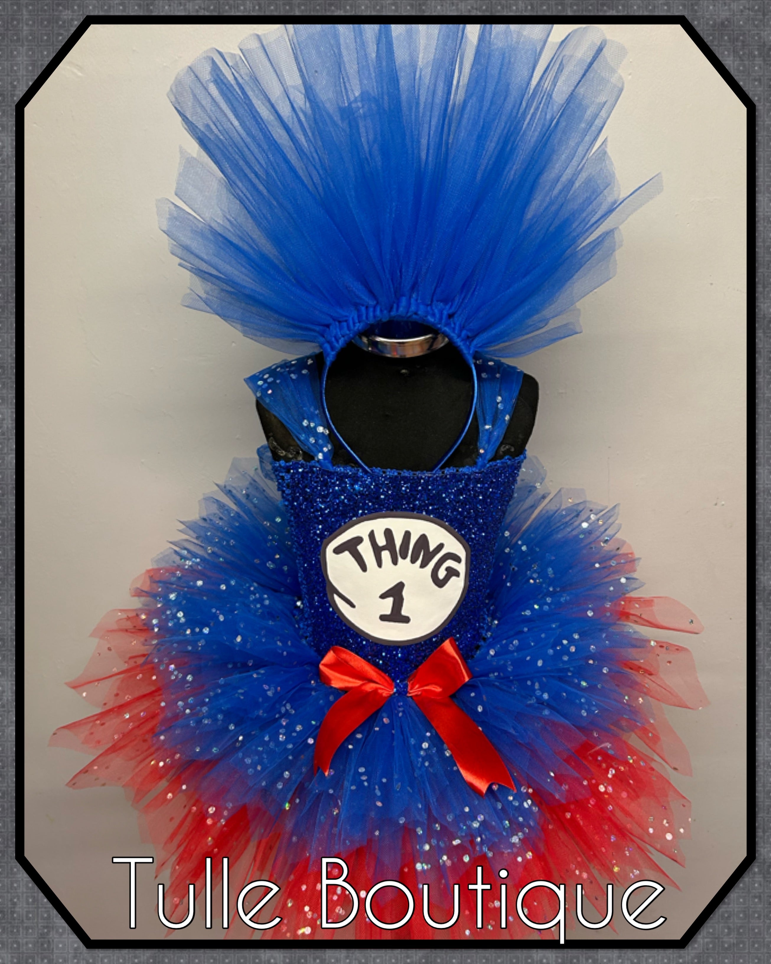 Girls toddlers Thing One tutu dress, ballgown, fancy dress costume