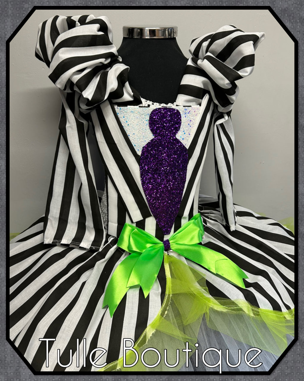 Girls toddlers Beetlejuice tutu dress, ballgown, fancy dress costume detachable sleeves