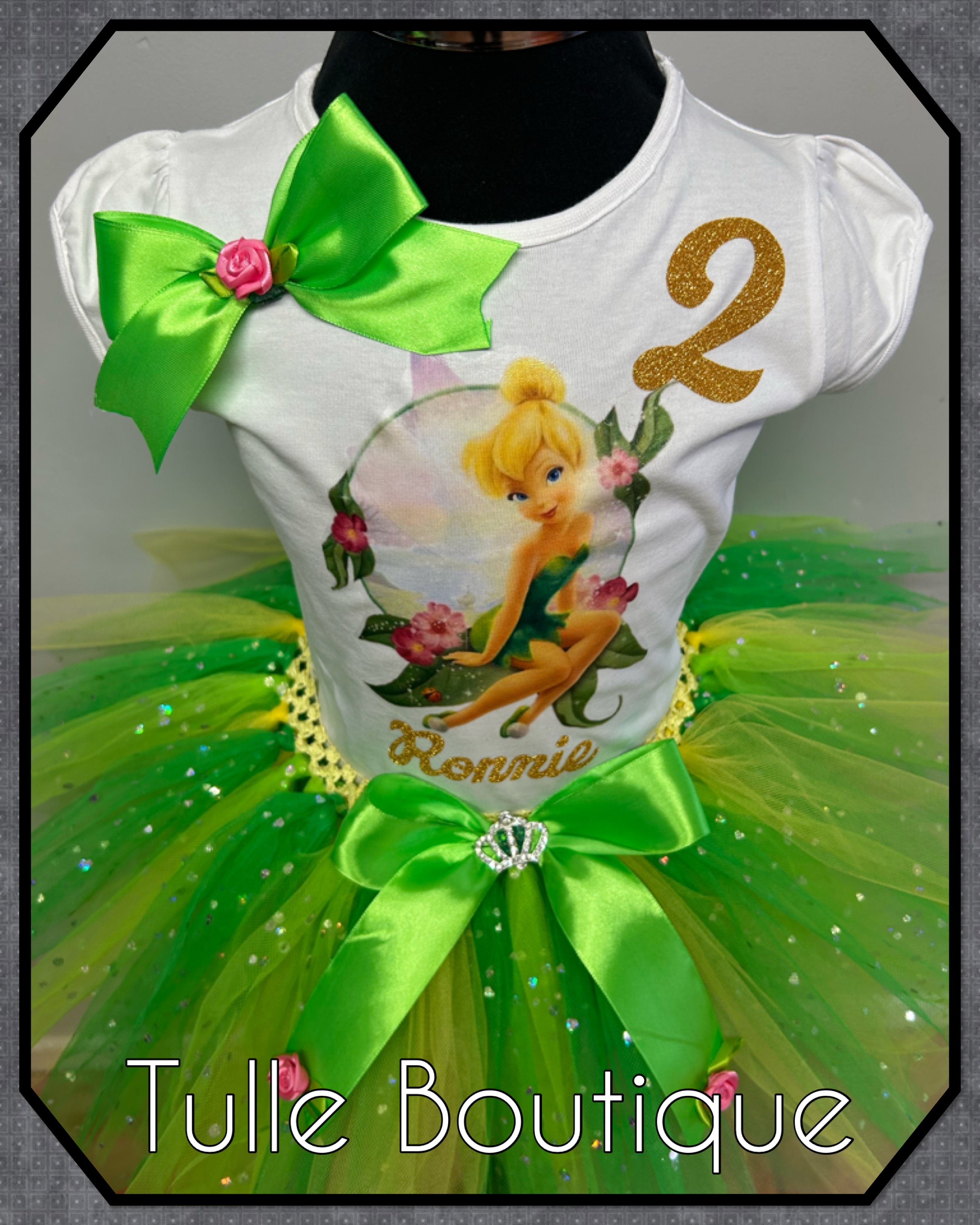 Girls toddlers Tinkerbell birthday tutu outfit fancy dress costume