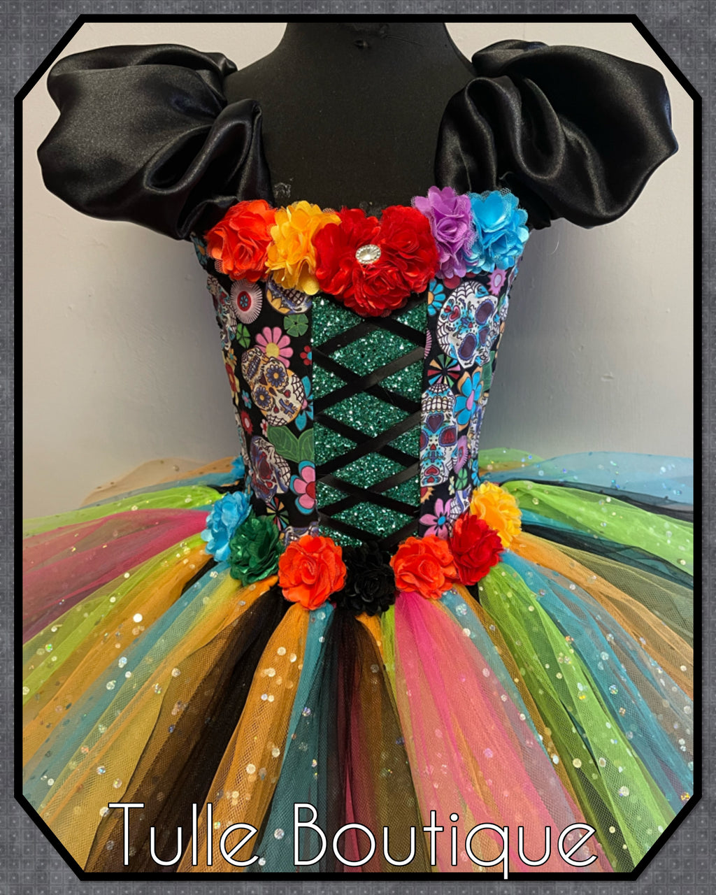 Girls toddlers Day of the dead skull tutu dress, coco ballgown, halloween fancy dress costume
