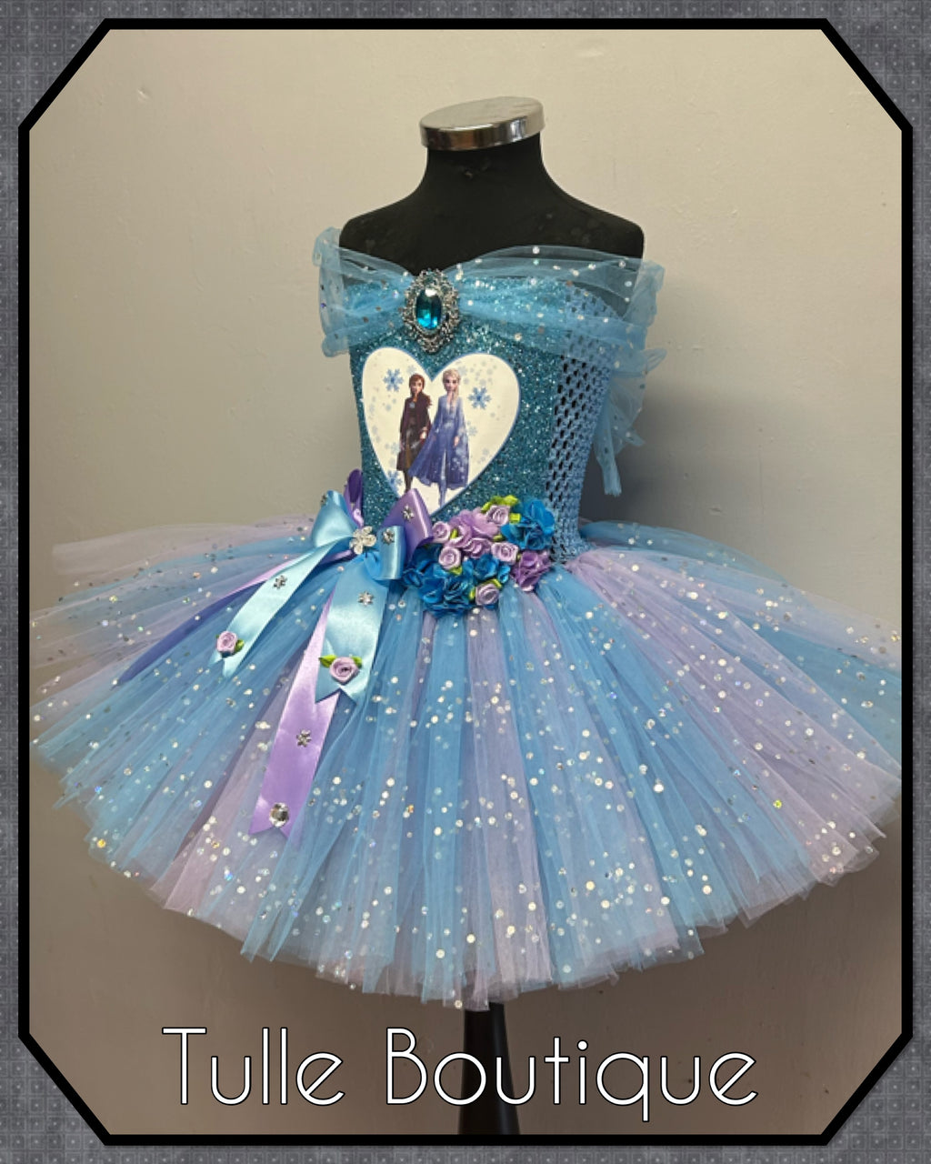 Girls toddlers Princess Elsa frozen tutu birthday party dress,lilac and blue ballgown, fancy dress costume
