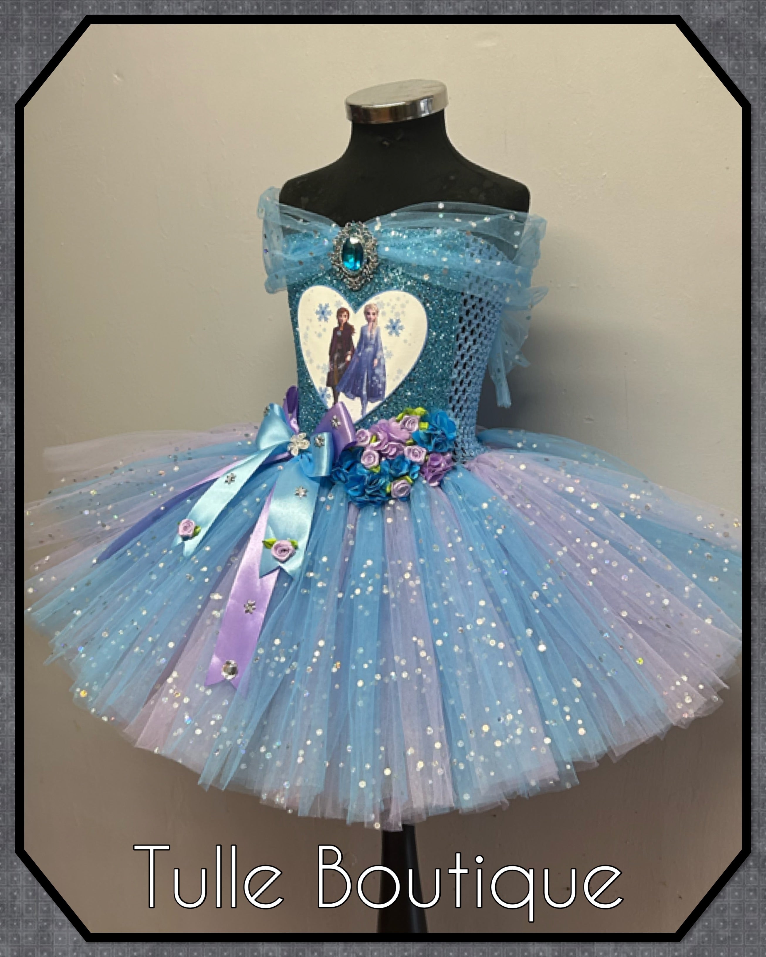 Girls toddlers Princess Elsa frozen tutu birthday party dress,lilac and blue ballgown, fancy dress costume