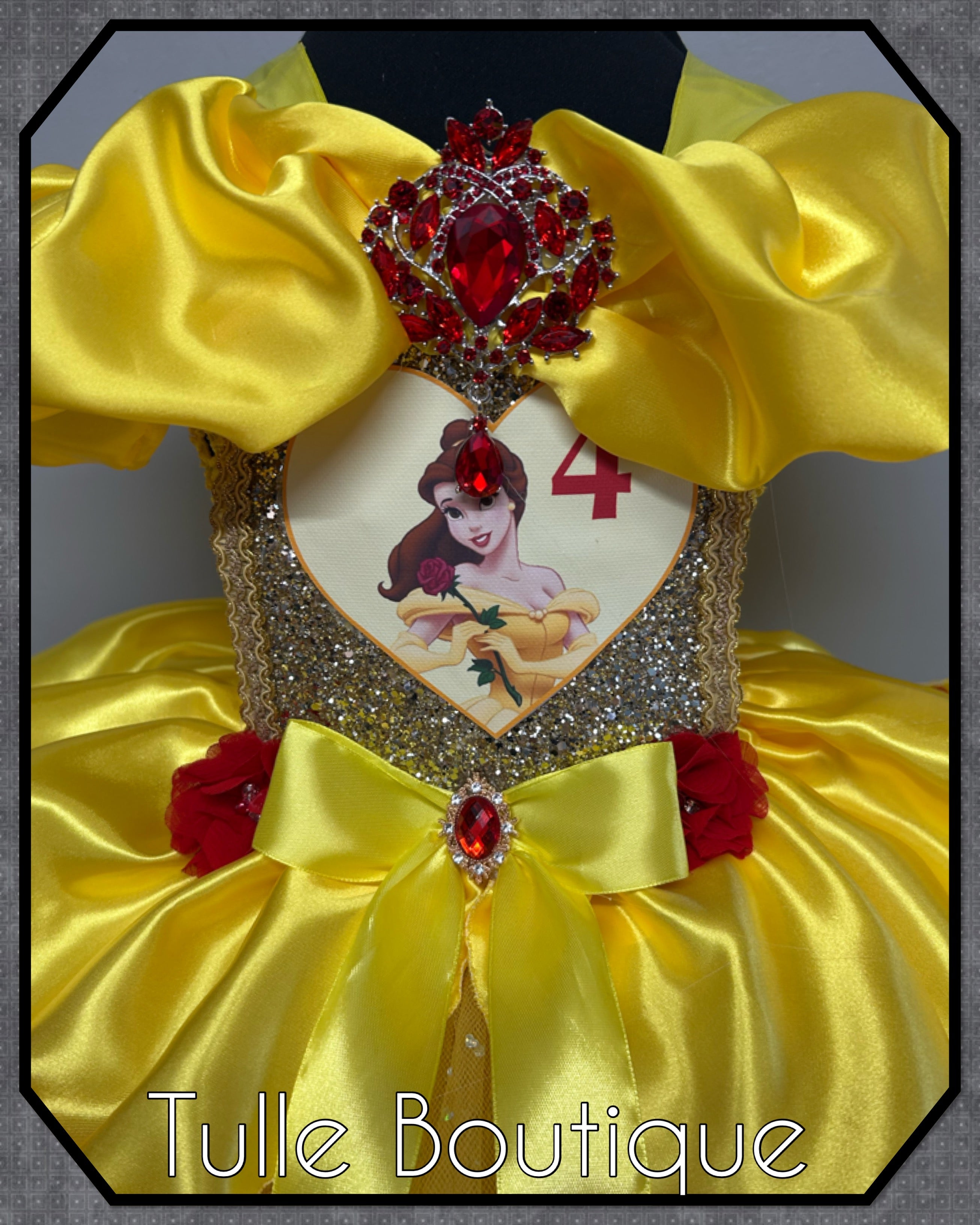 Girls toddlers Princess Belle tutu dress, beauty and the beast ballgown, fancy dress costume