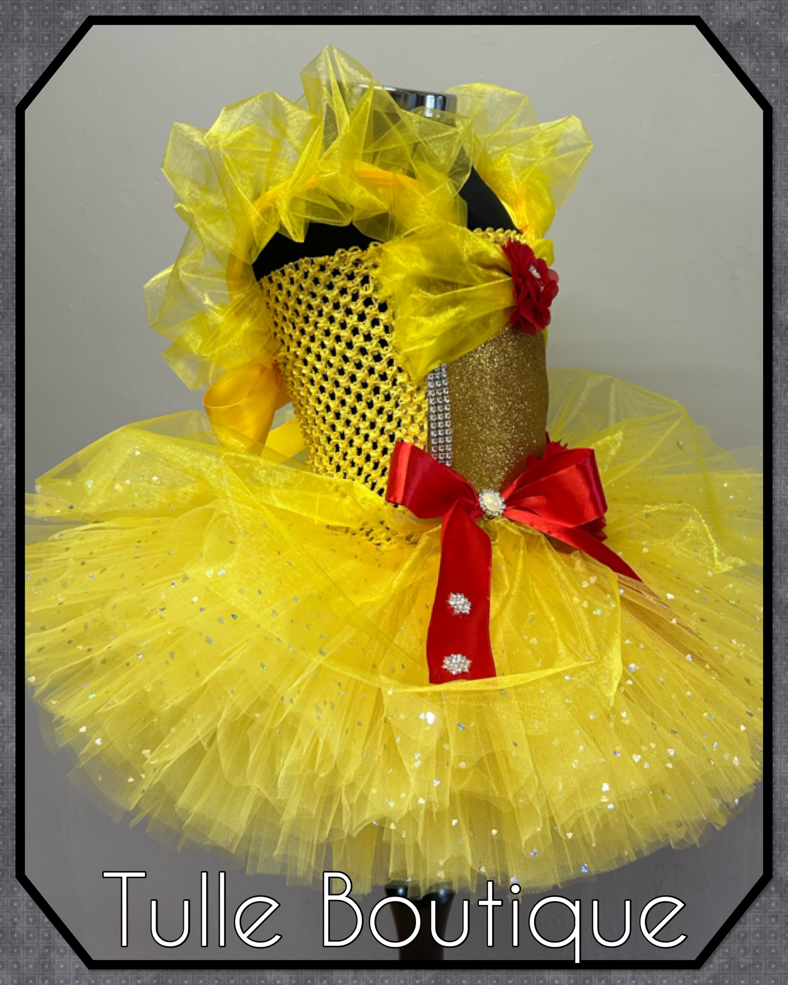 Girls toddlers Princess Belle tutu dress, beauty and the beast ballgown, fancy dress costume