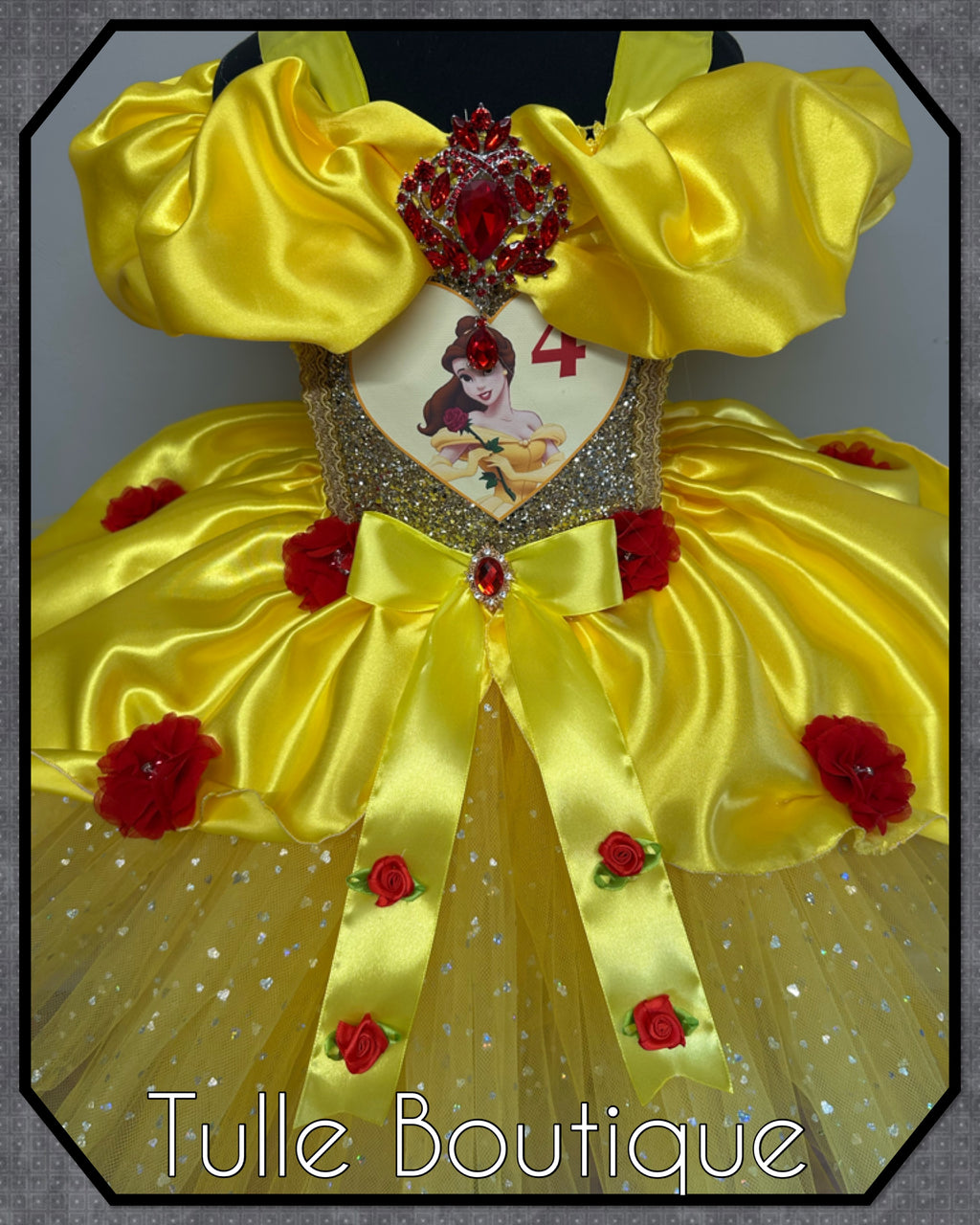 Girls toddlers Princess Belle tutu dress, beauty and the beast ballgown, fancy dress costume