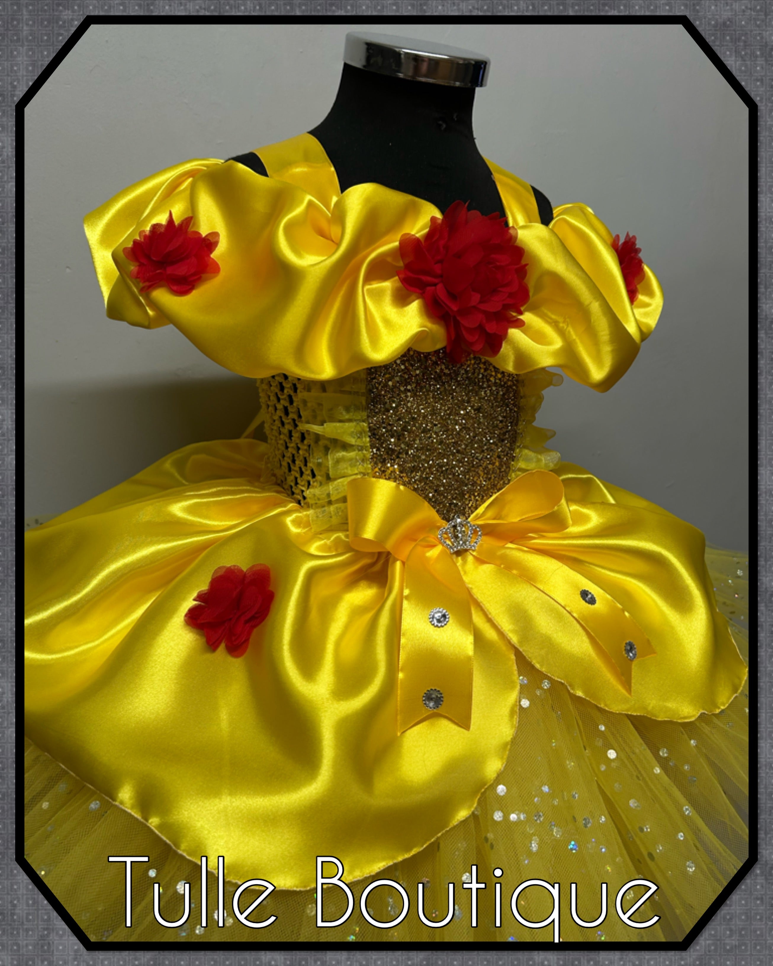 Girls toddlers Princess Belle tutu dress, beauty and the beast ballgown, fancy dress costume