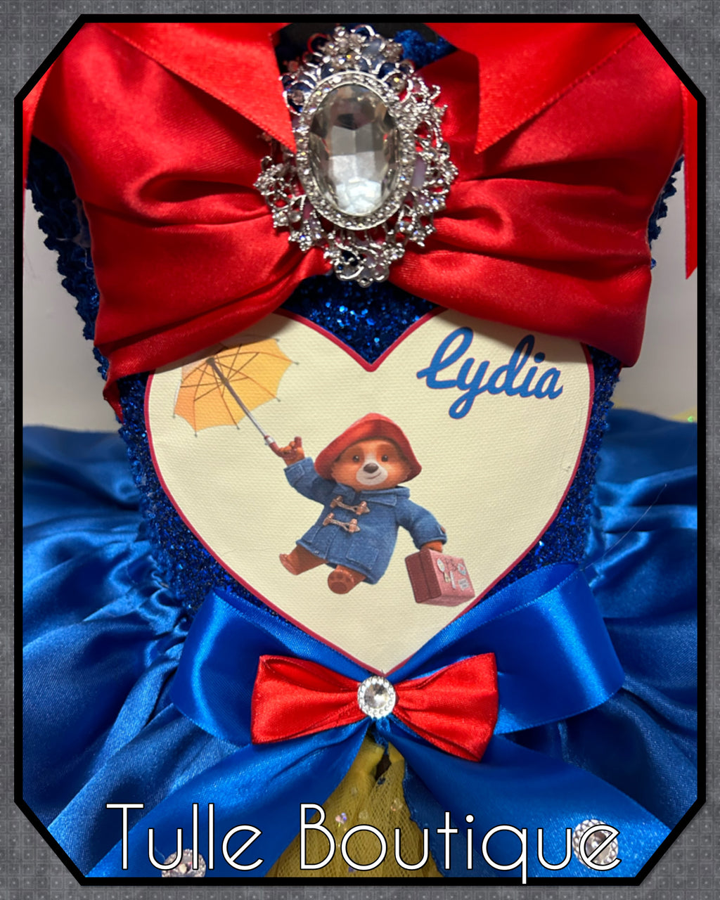 Girls toddlers Paddington bear tutu dress, princess ballgown, fancy dress costume