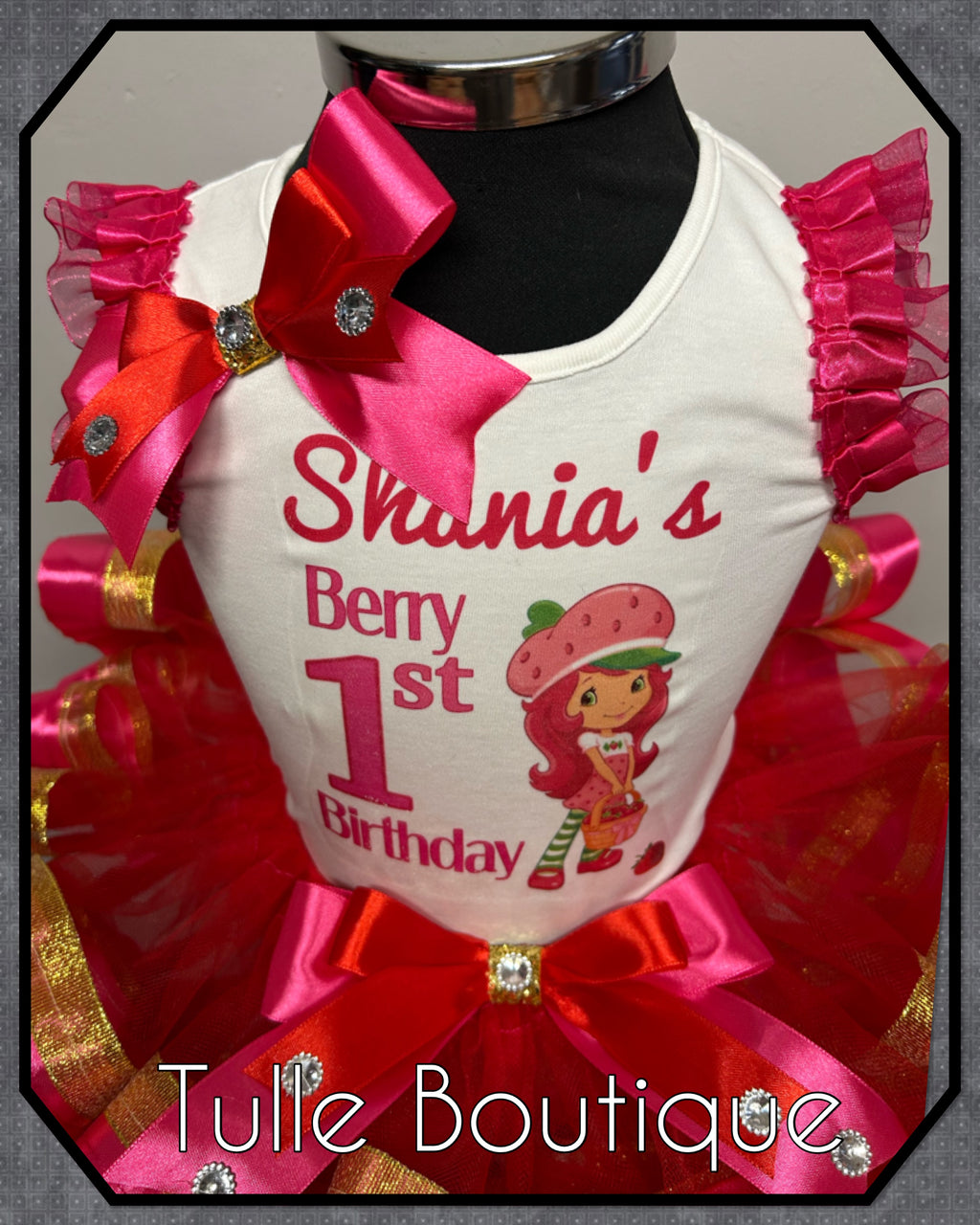 Girls toddlers Strawberry Shortcake 1st birthday tutu outfit fancy dress costume