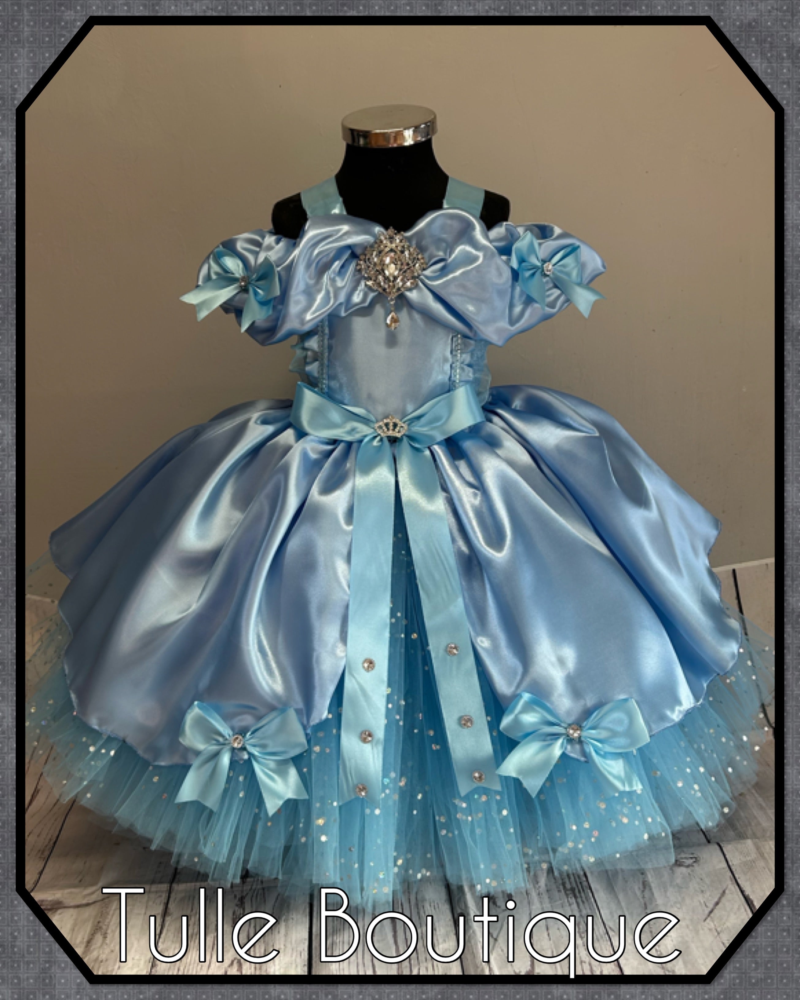Girls toddlers Princess Cinderella baby blue tutu dress, ballgown, fancy dress costume full length