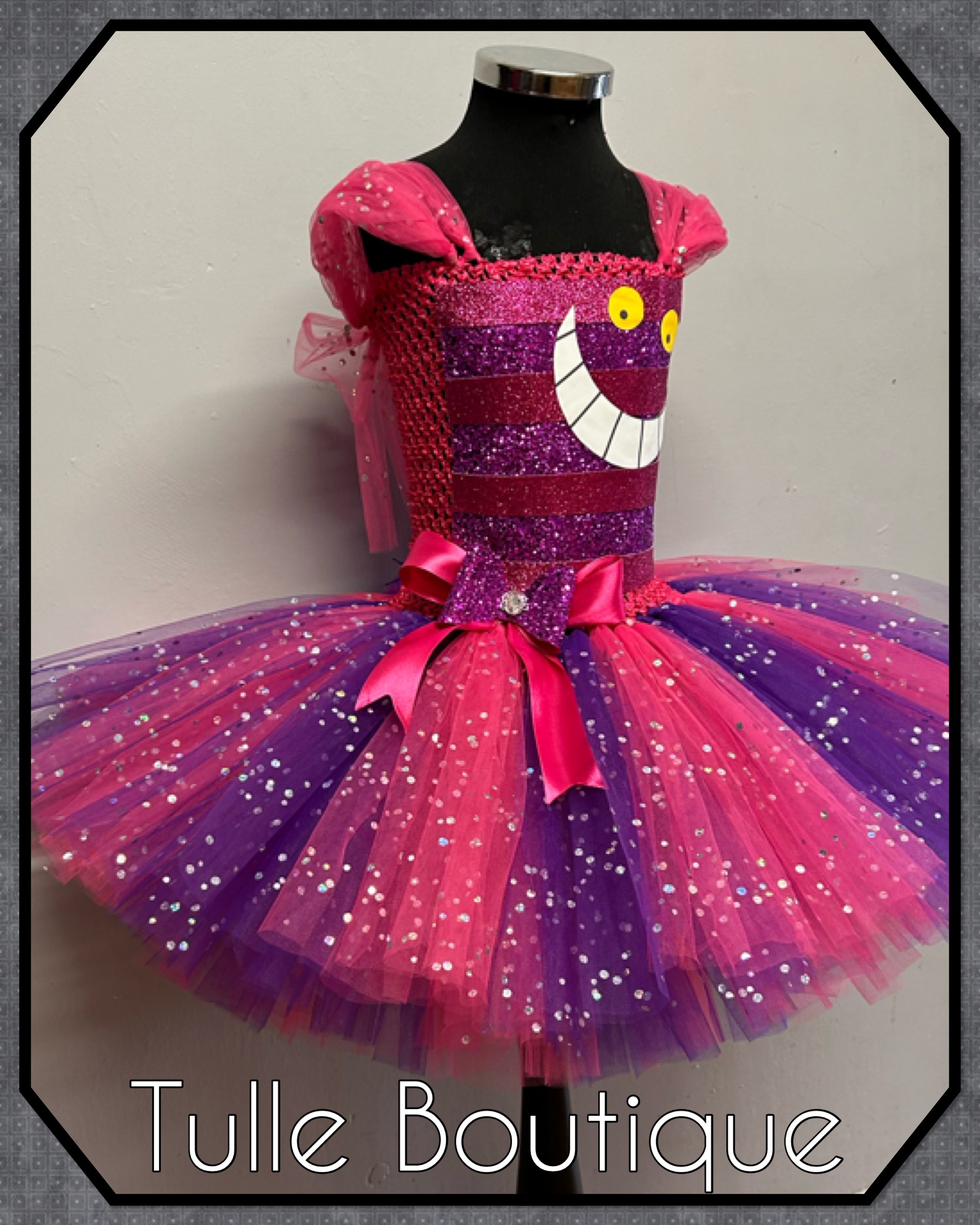Girls toddlers Cheshire Cat tutu dress, ballgown, Alice in wonderland fancy dress costume