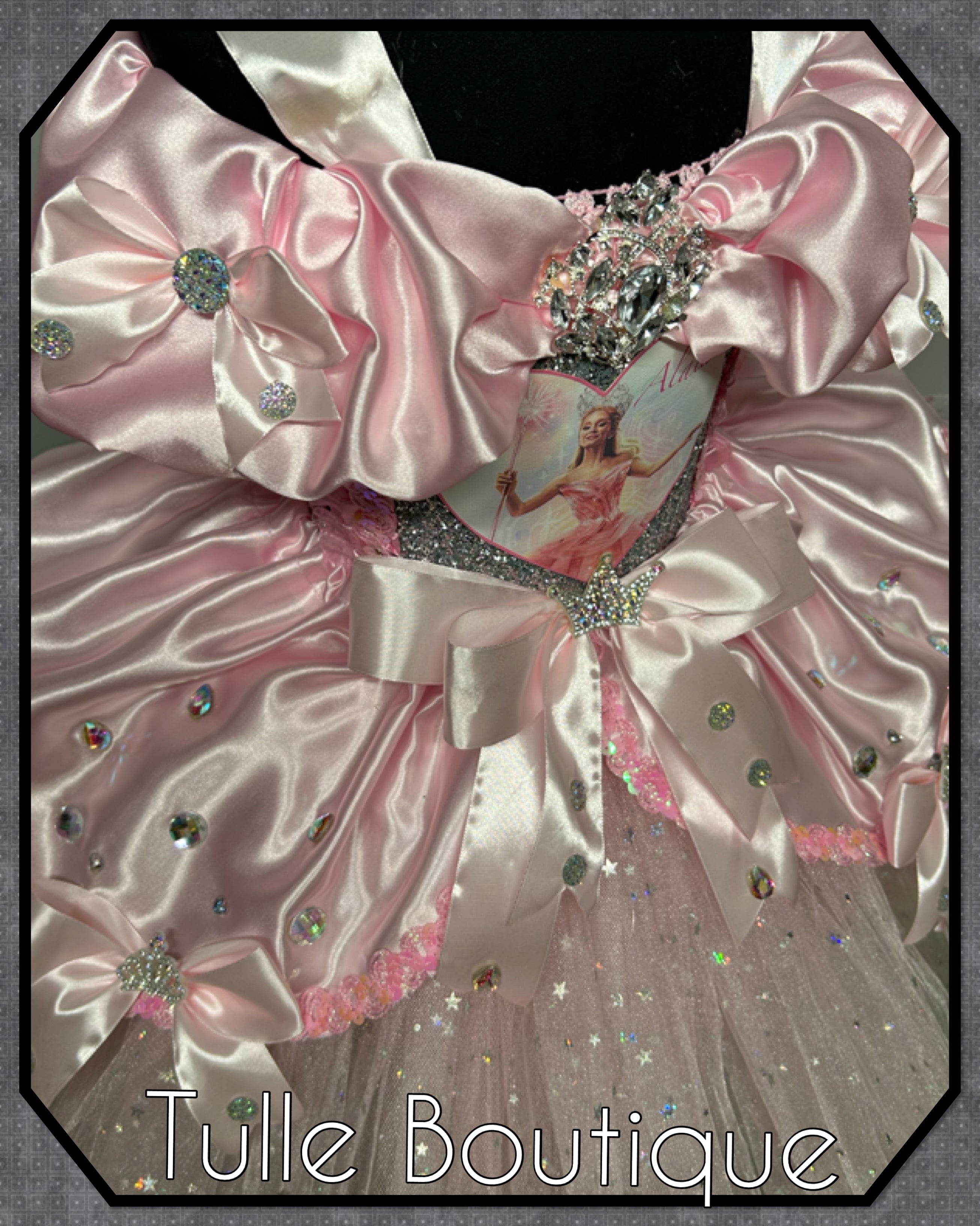 Girls toddlers Wicked Glinda pink tutu dress, birthday ballgown, fancy dress costume