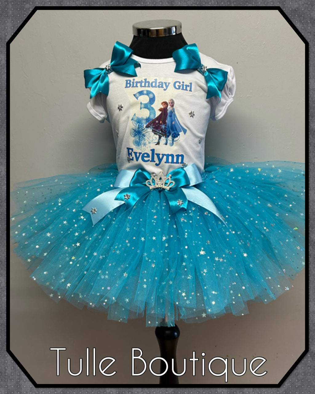 Girls toddlers Elsa and Anna Frozen birthday tutu outfit fancy dress costume