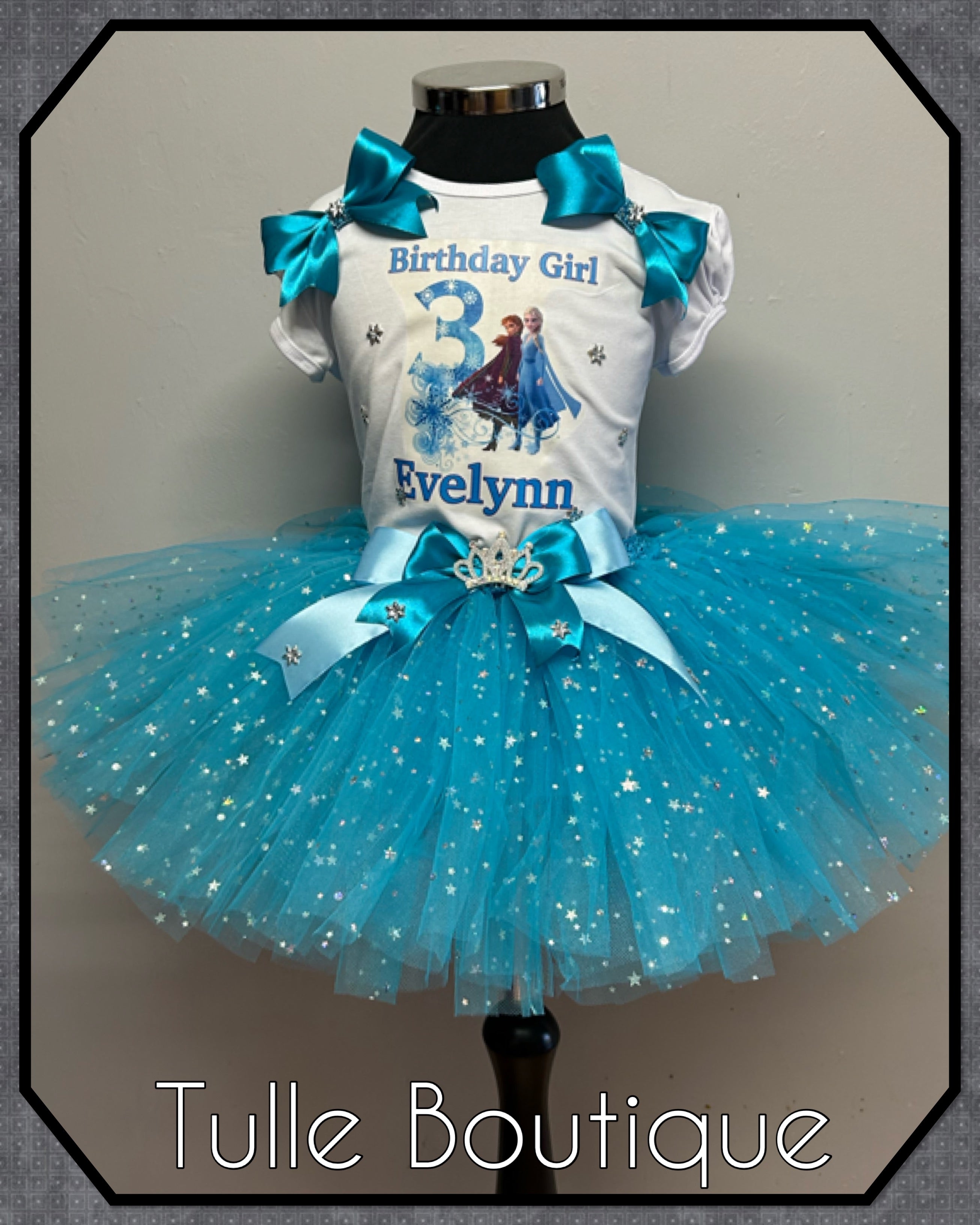 Girls toddlers Elsa and Anna Frozen birthday tutu outfit fancy dress costume