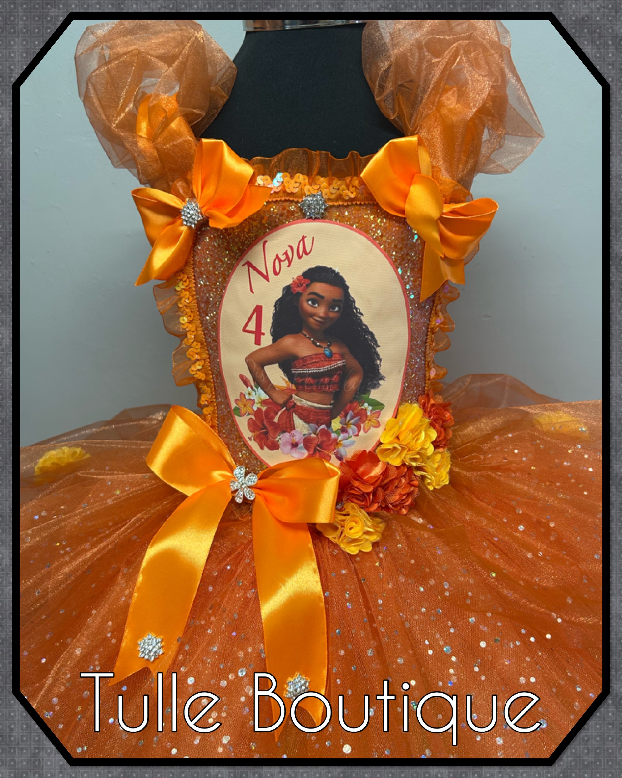 Girls toddlers Moana tutu birthday party dress,ballgown, fancy dress costume