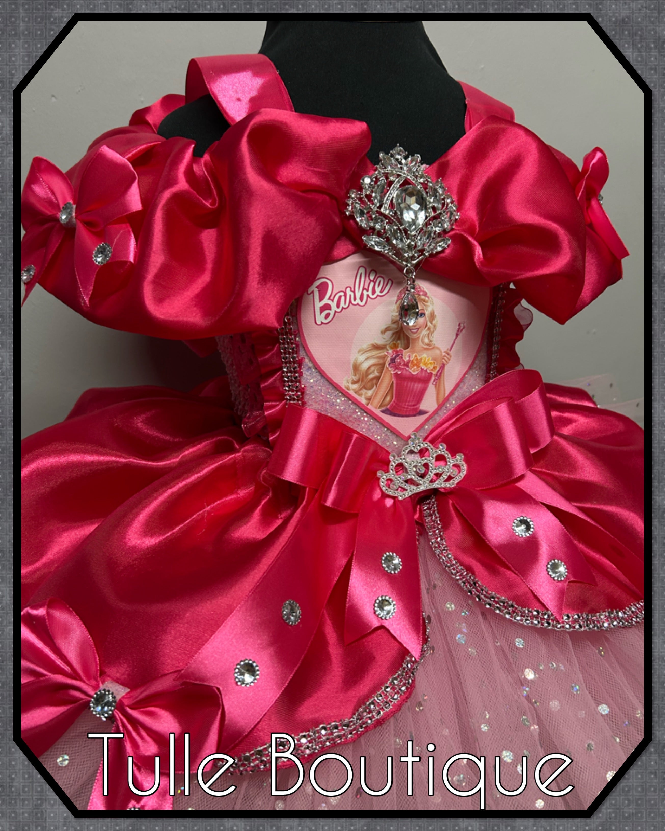 Girls toddlers Barbie Hotpink Princess tutu dress, birthday ballgown, fancy dress costume