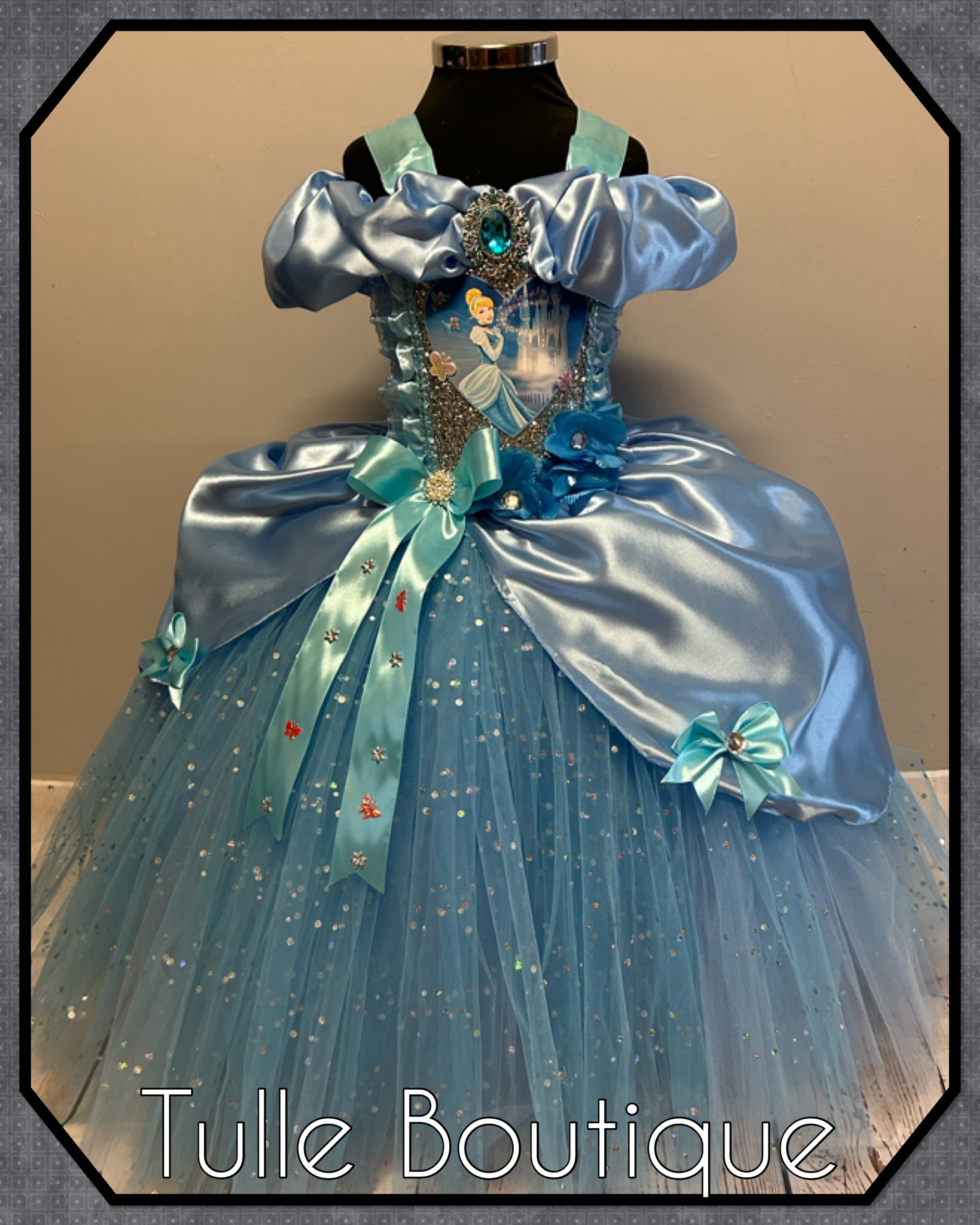 Girls toddlers Princess Cinderella baby blue tutu dress, ballgown, fancy dress costume full length