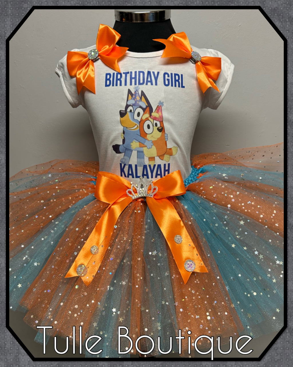 Girls toddlers Bluey birthday tutu outfit fancy dress costume