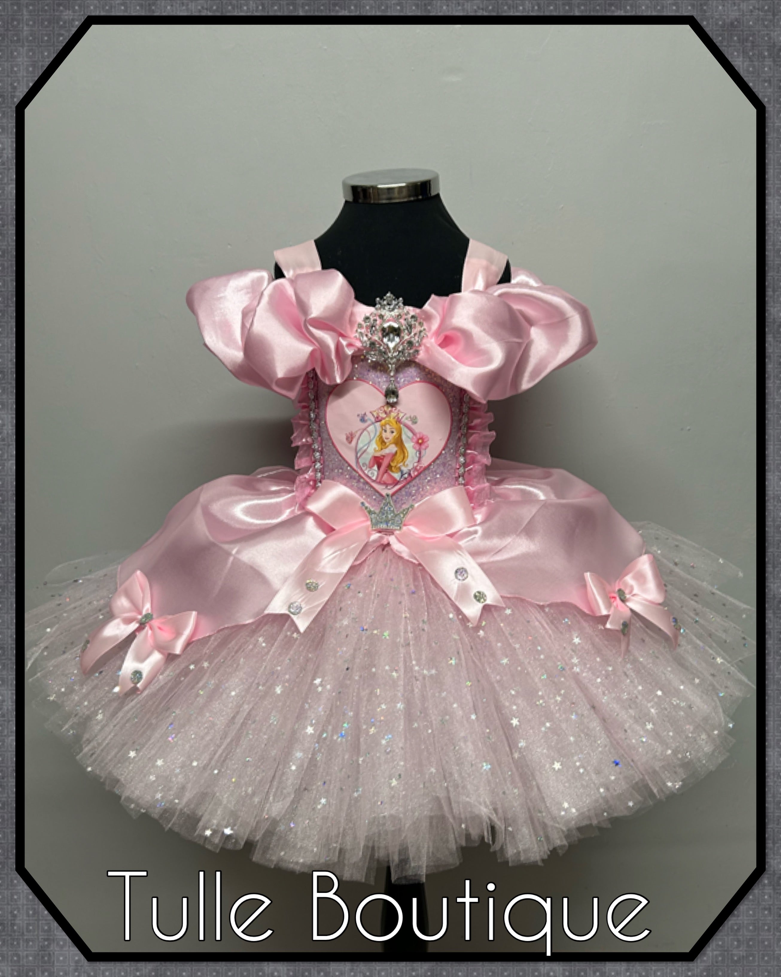 Girls toddlers Princess Aurora pink tutu dress, sleeping beauty ballgown, fancy dress costume