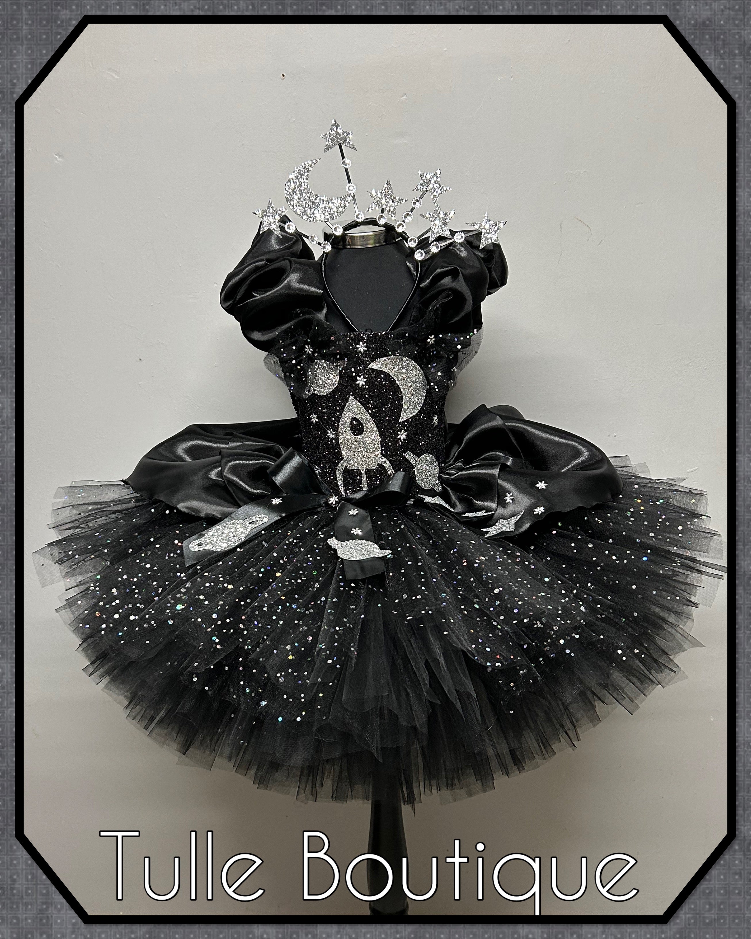 Girls toddlers Glitter Space tutu dress, birthday ballgown, fancy dress costume