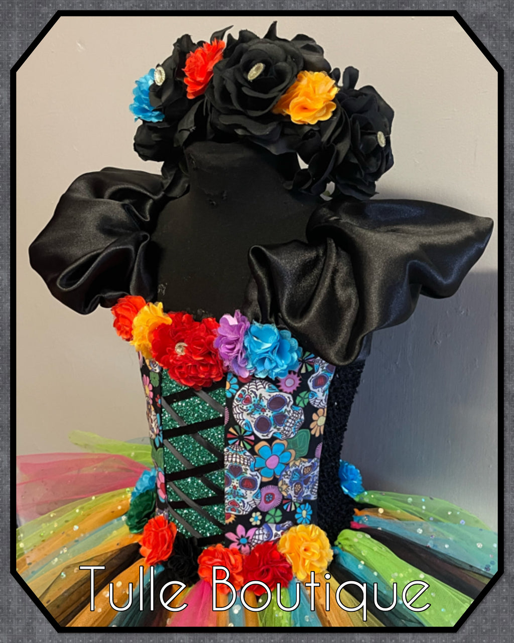 Girls toddlers Day of the dead skull tutu dress, coco ballgown, halloween fancy dress costume